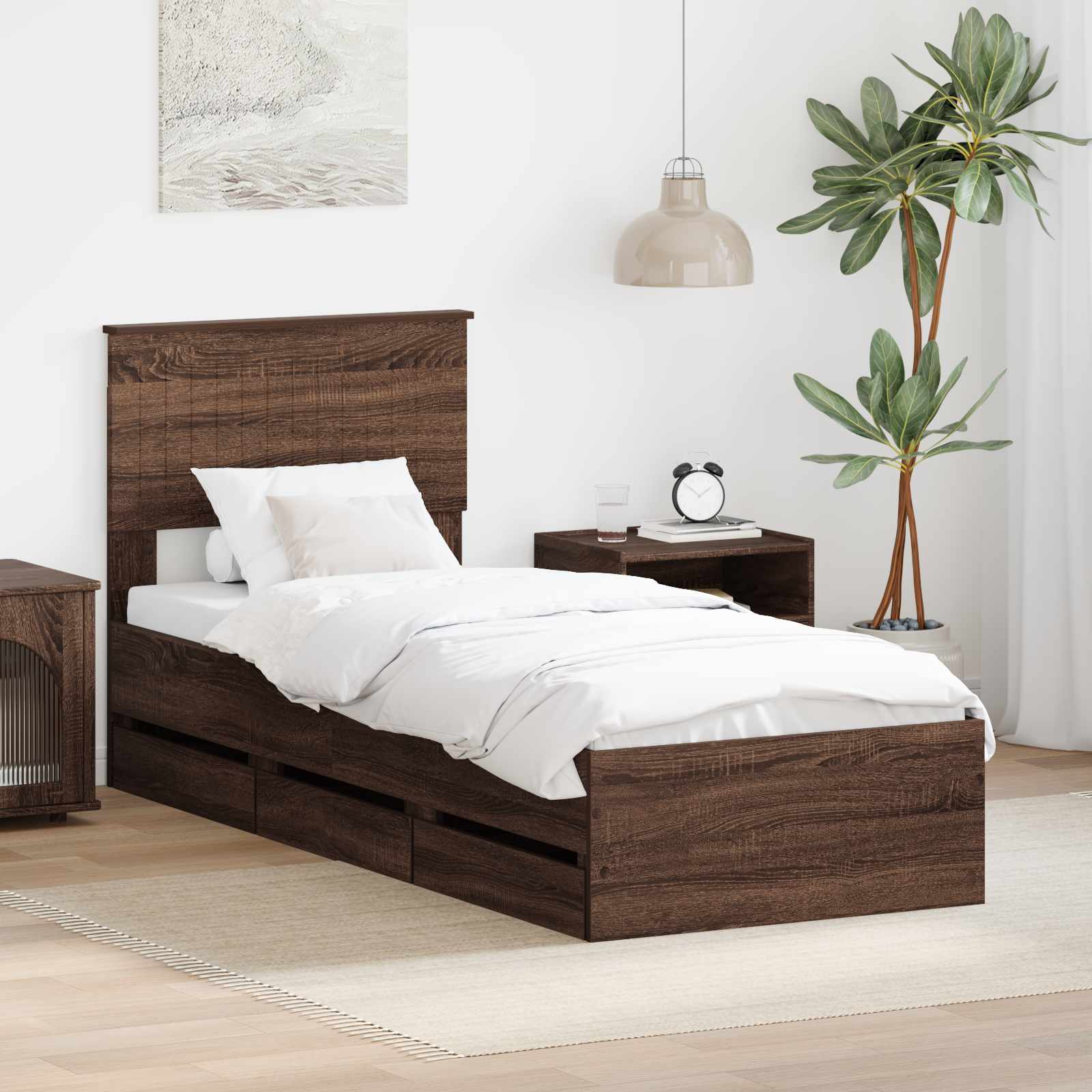 vidaXL Bedframe met lade met opslag Wit 200 x 200 cm Ingenieurshout