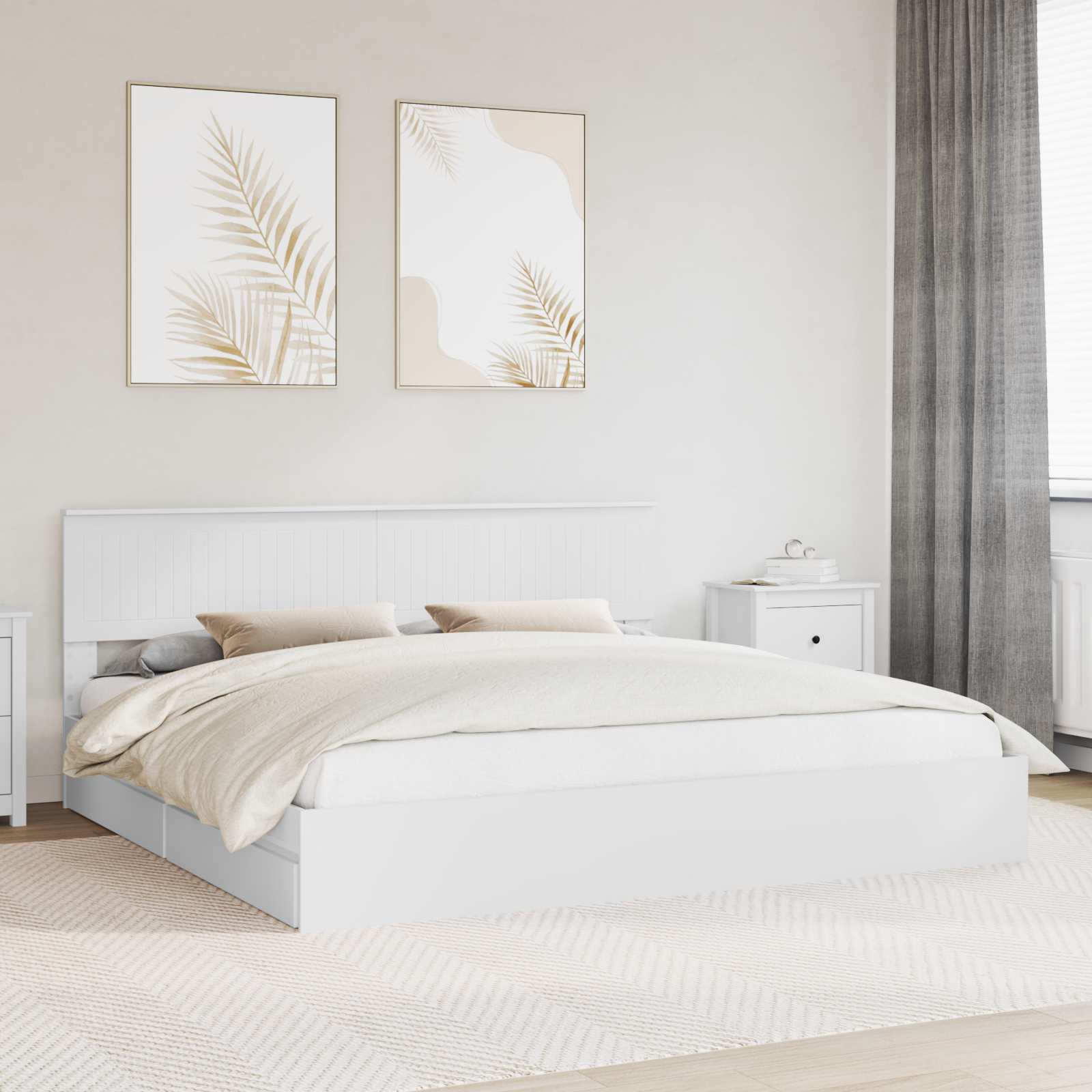 vidaXL Bedframe met lade met hoofdeinde Wit 200 x 200 cm Bewerkt hout