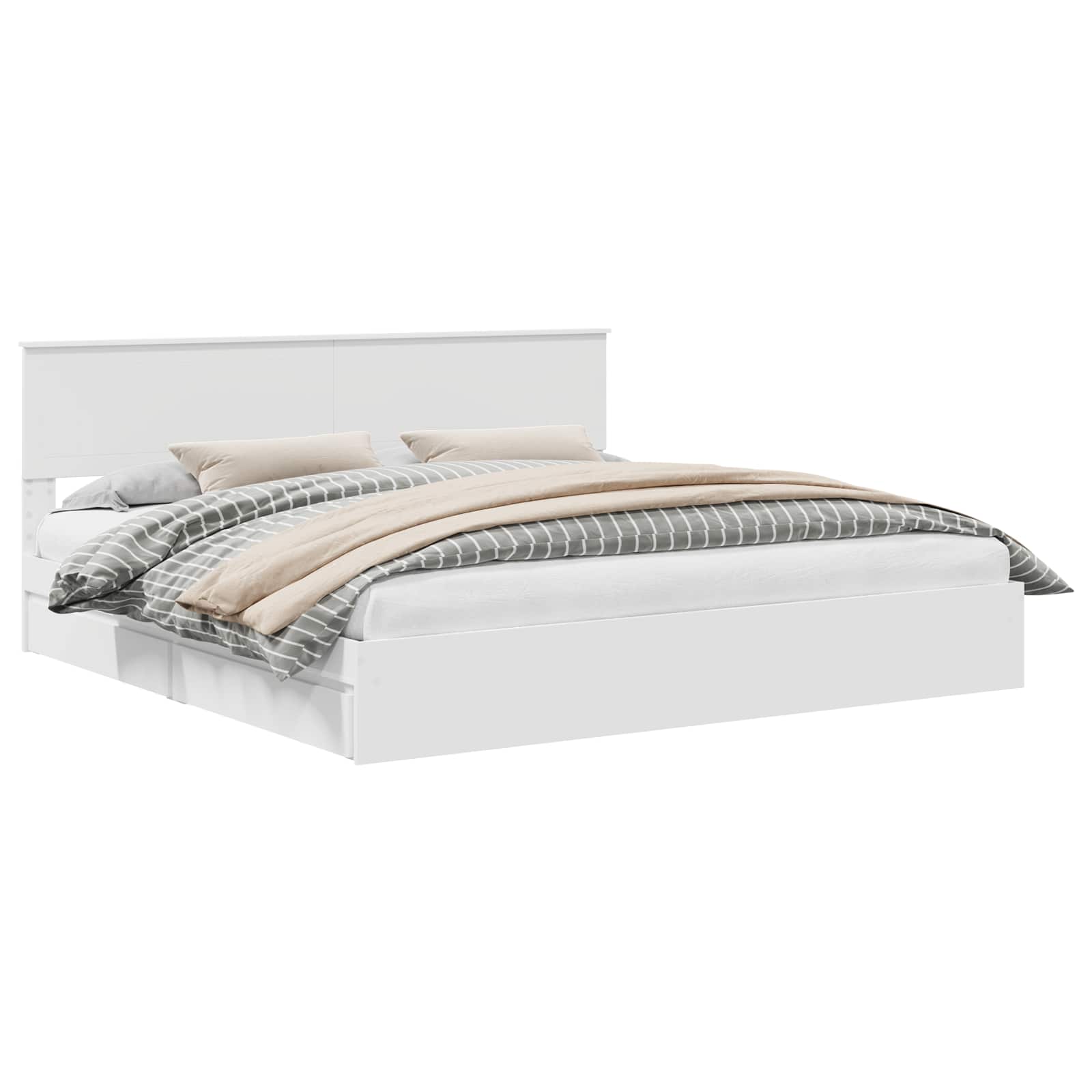 vidaXL Bedframe met lade met hoofdeinde Wit 200 x 200 cm Bewerkt hout
