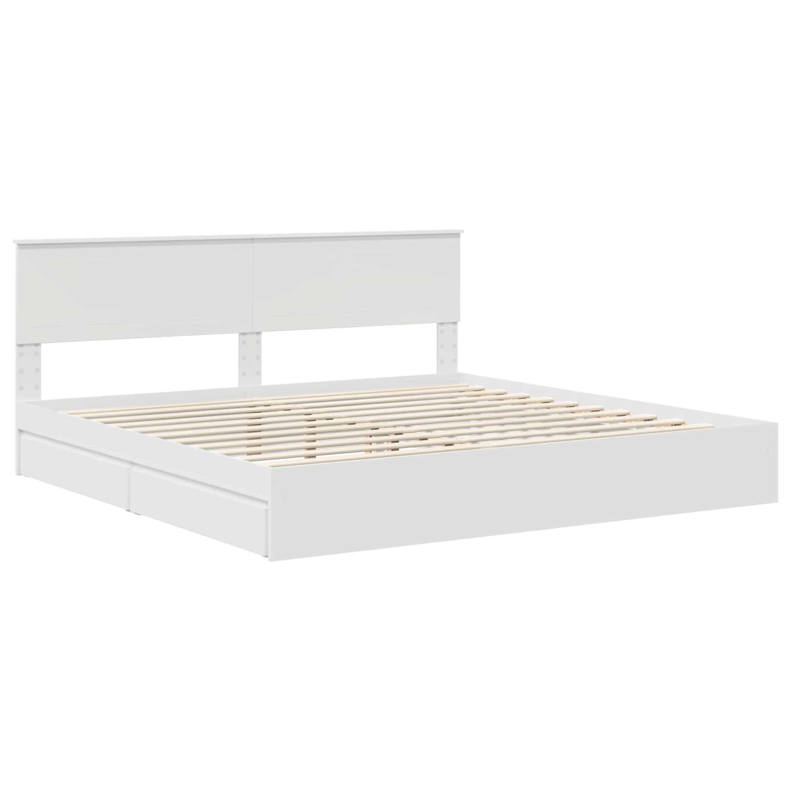 vidaXL Bedframe met lade met hoofdeinde Wit 200 x 200 cm Bewerkt hout