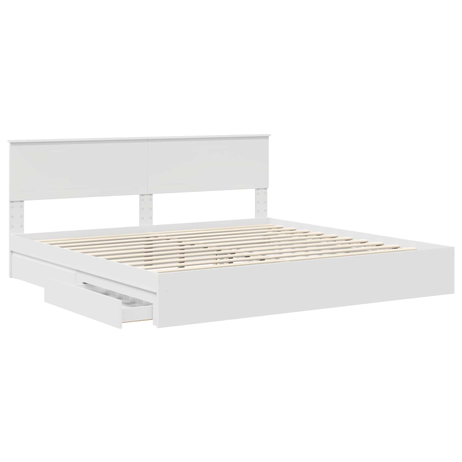 vidaXL Bedframe met lade met hoofdeinde Wit 200 x 200 cm Bewerkt hout