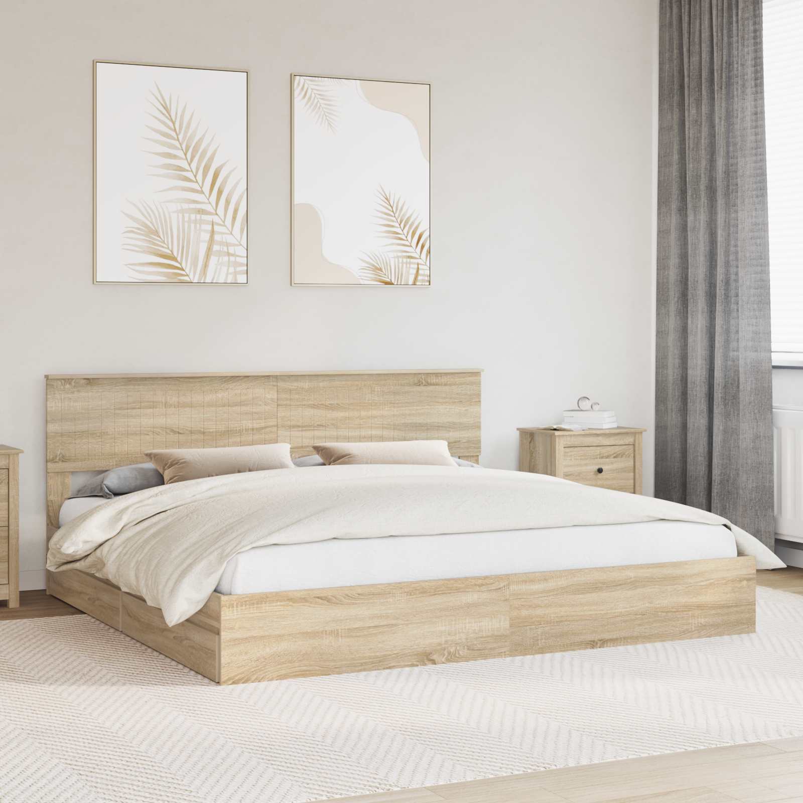 vidaXL Bedframe met lade met hoofdeinde Wit 200 x 200 cm Bewerkt hout