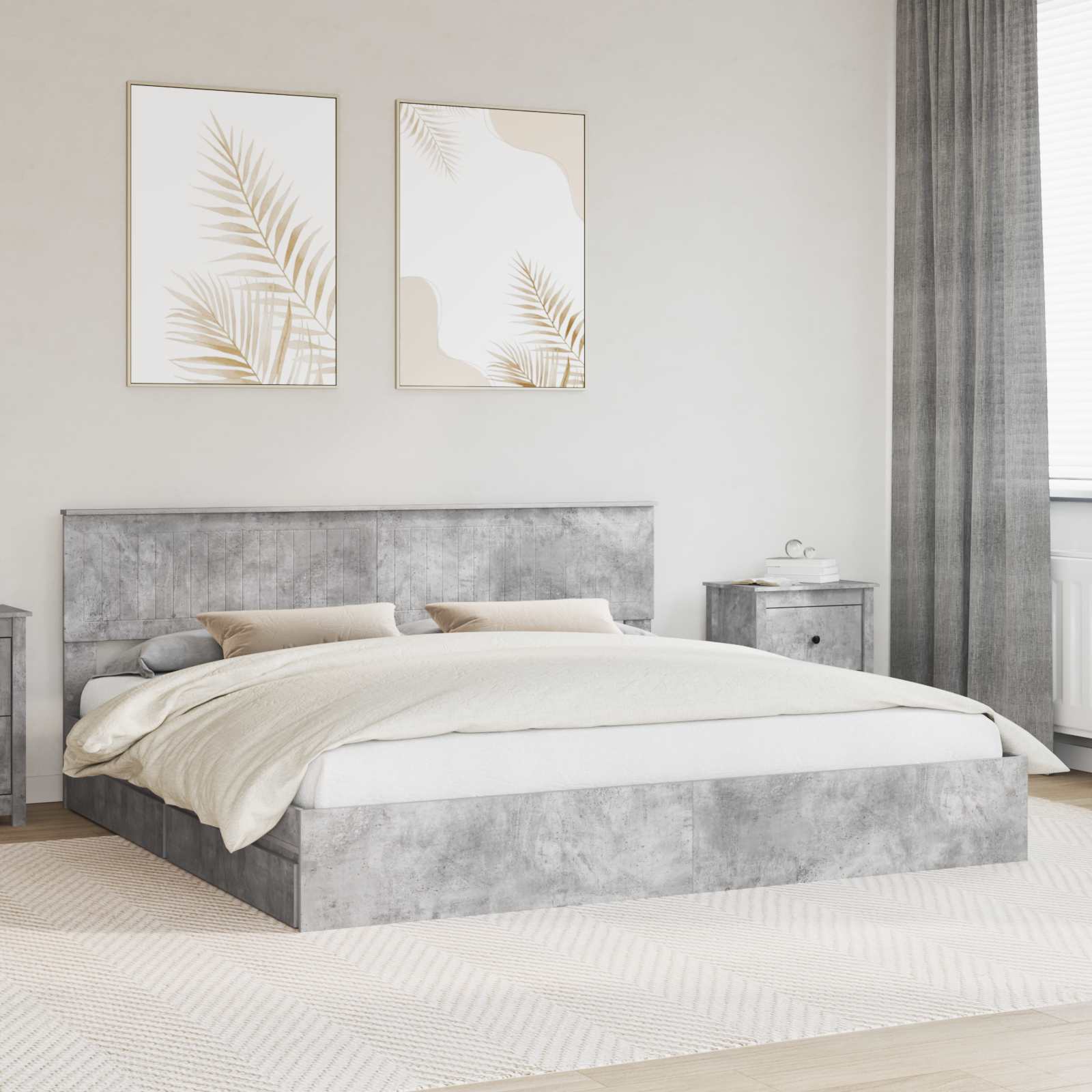 vidaXL Bedframe met lade met hoofdeinde Wit 200 x 200 cm Bewerkt hout