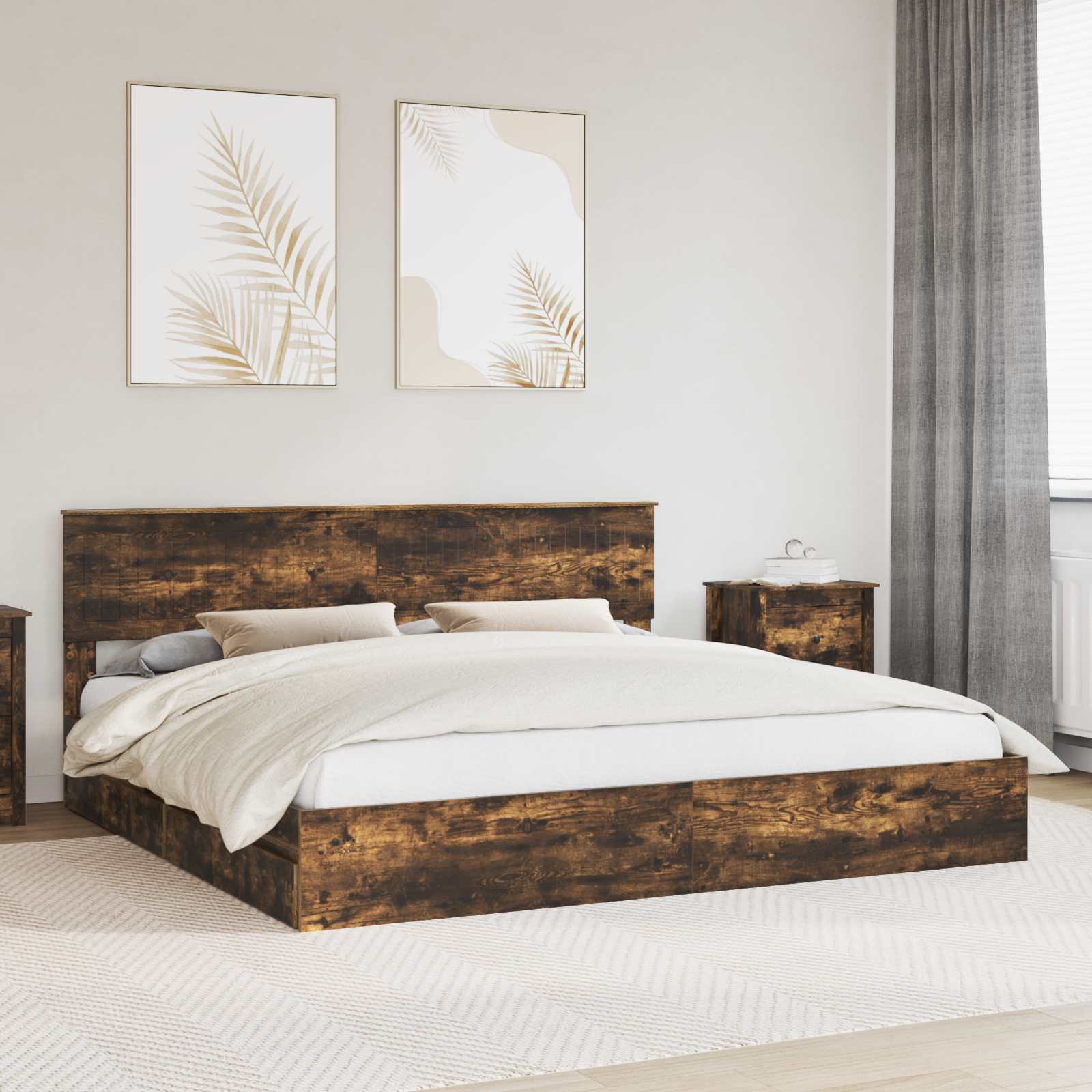 vidaXL Bedframe met lade met hoofdeinde Wit 200 x 200 cm Bewerkt hout