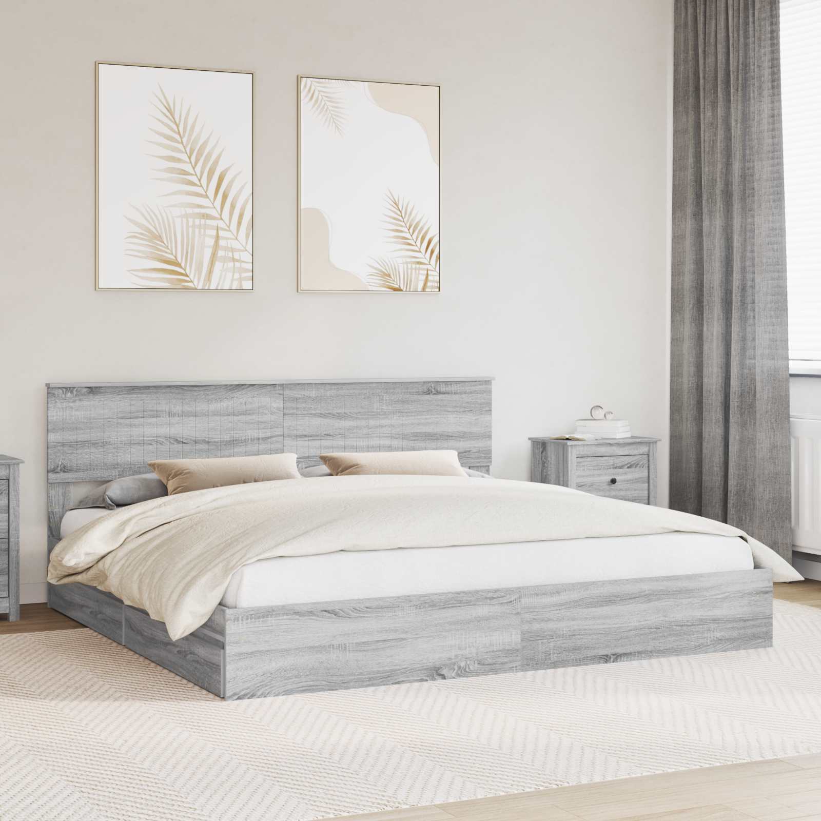 vidaXL Bedframe met lade met hoofdeinde Wit 200 x 200 cm Bewerkt hout