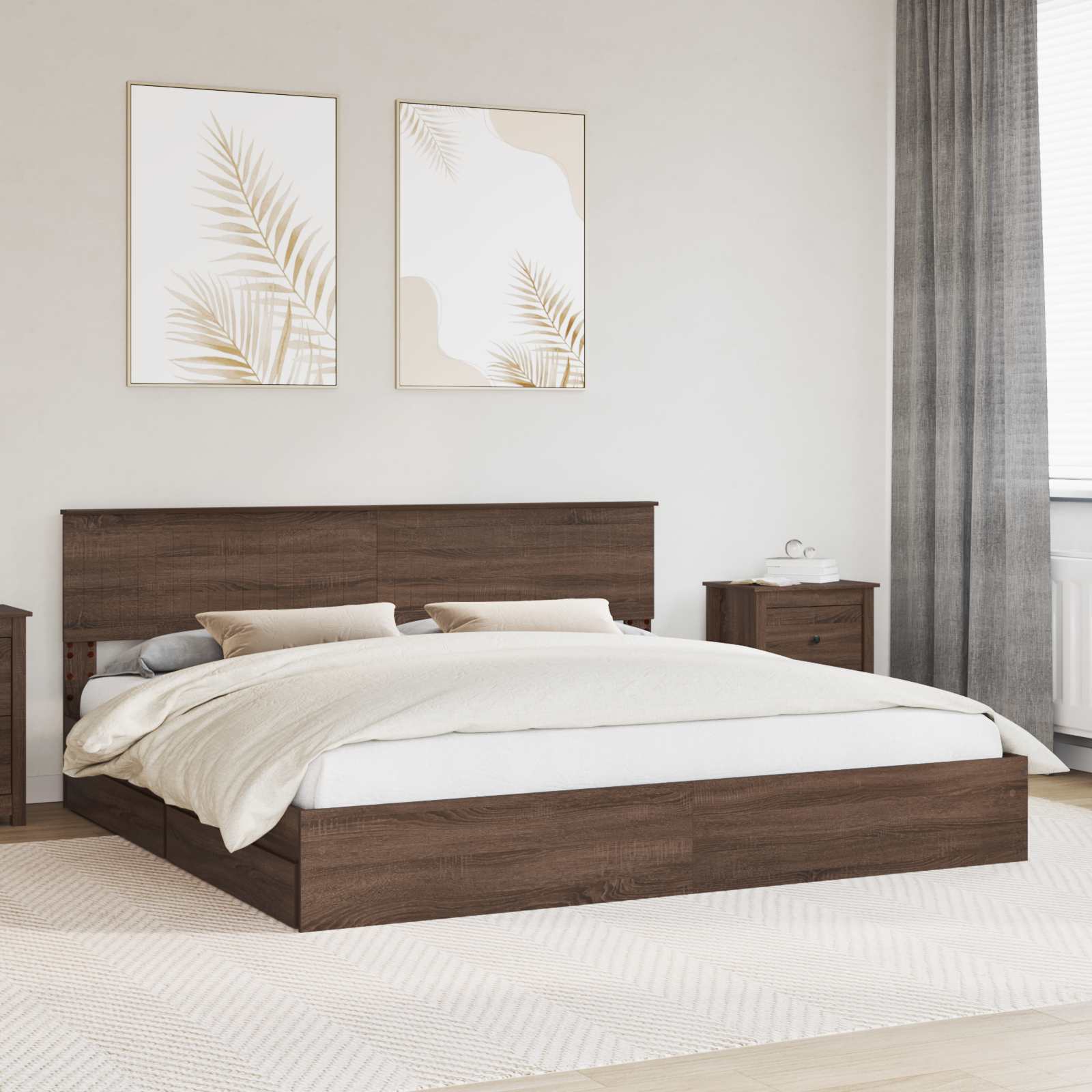 vidaXL Bedframe met lade met hoofdeinde Wit 200 x 200 cm Bewerkt hout