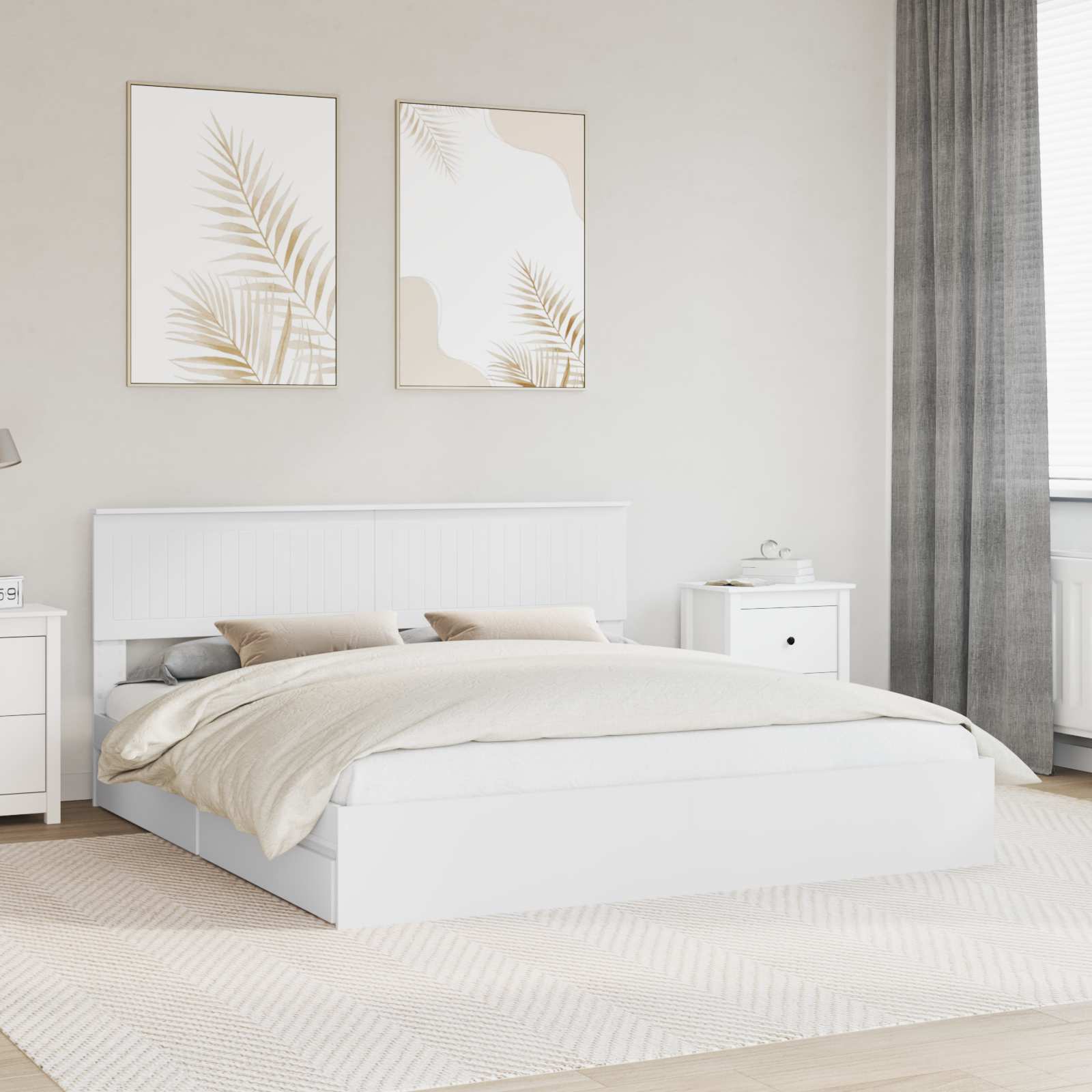 vidaXL Bedframe met lade met hoofdeinde Wit 200 x 200 cm Bewerkt hout