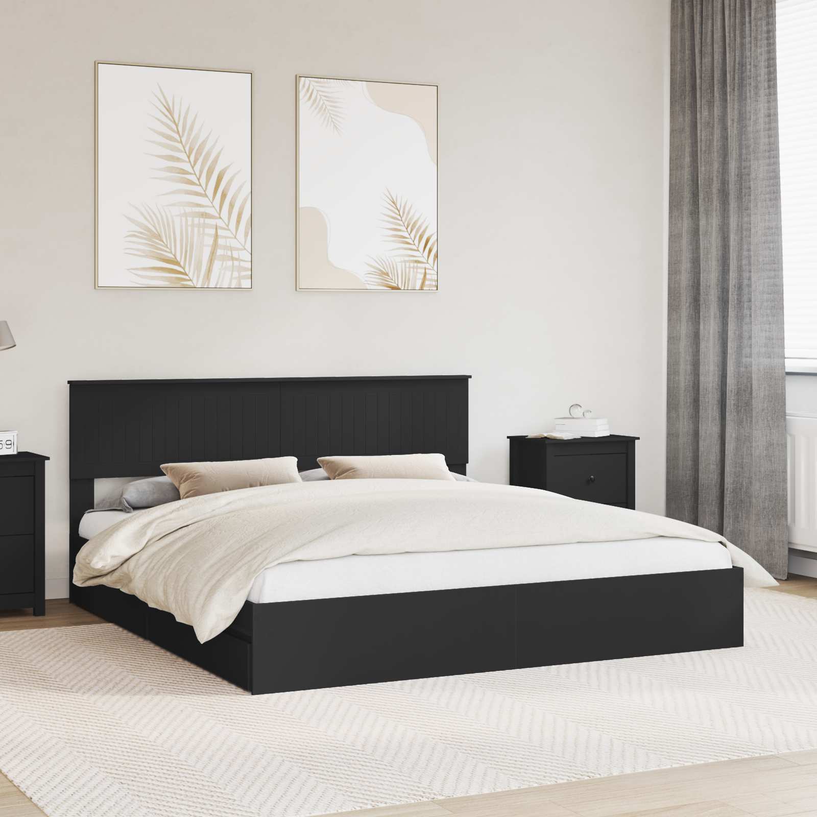 vidaXL Bedframe met lade met hoofdeinde Wit 200 x 200 cm Bewerkt hout