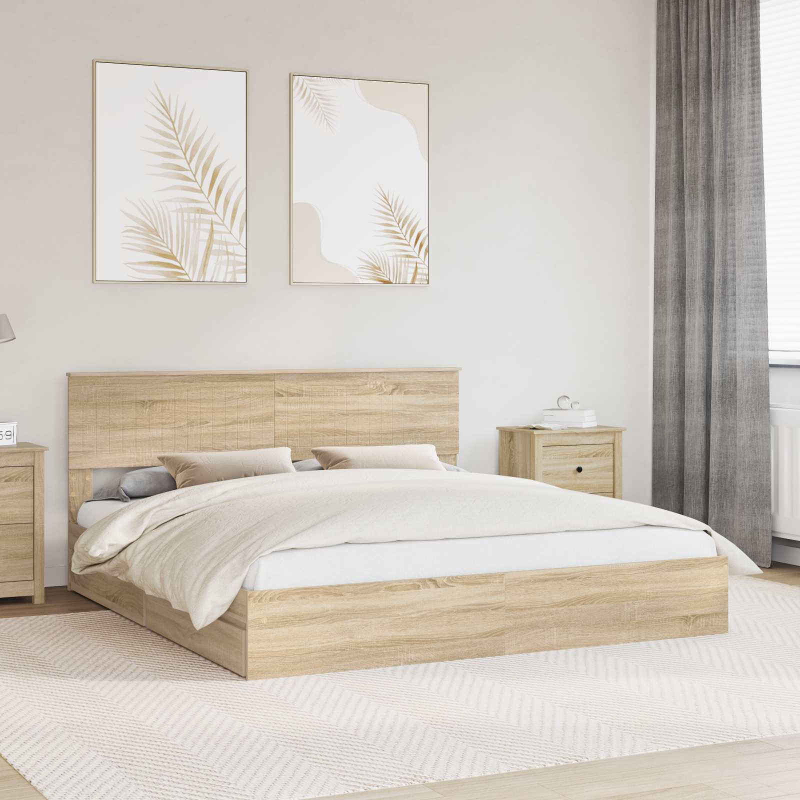 vidaXL Bedframe met lade met hoofdeinde Wit 200 x 200 cm Bewerkt hout