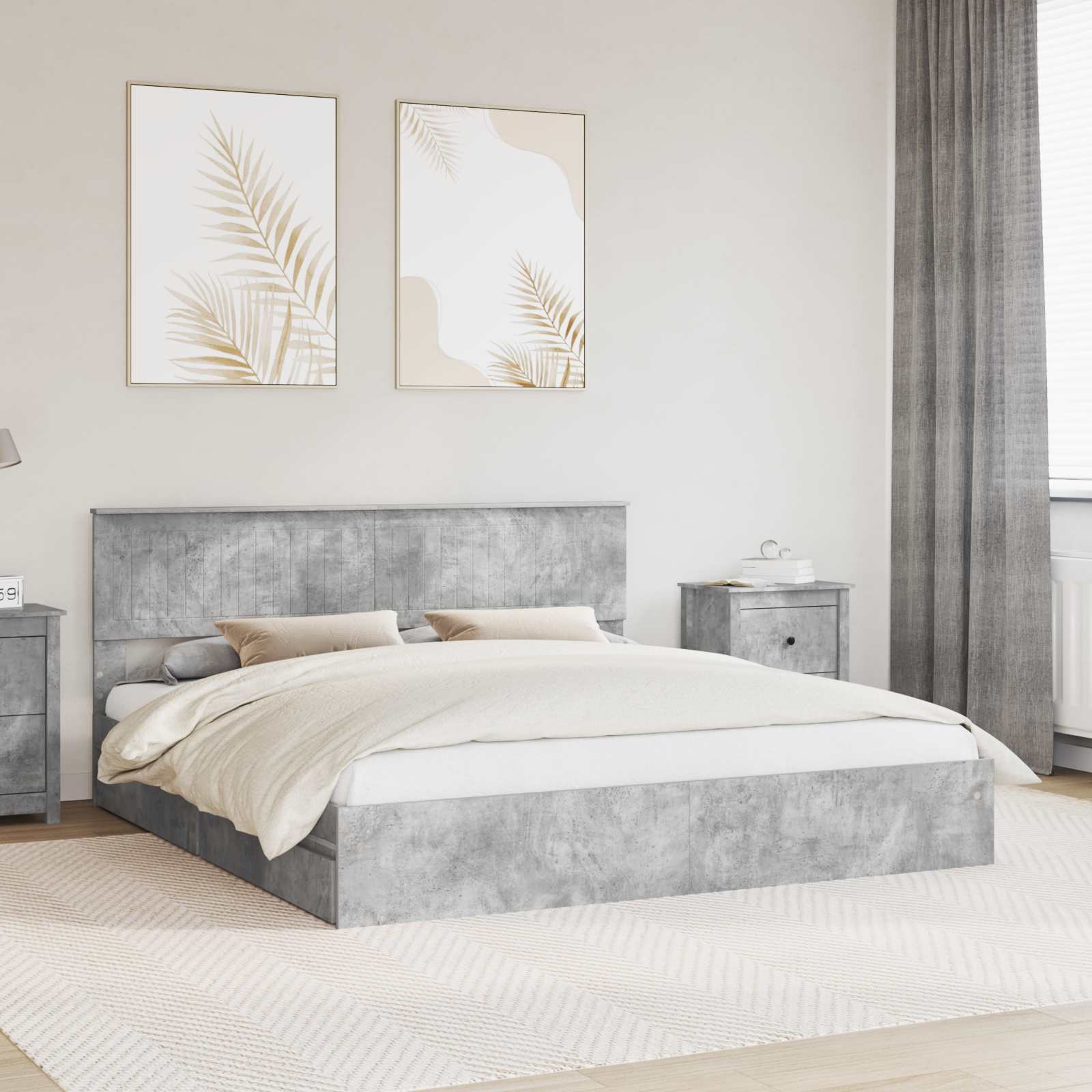 vidaXL Bedframe met lade met hoofdeinde Wit 200 x 200 cm Bewerkt hout