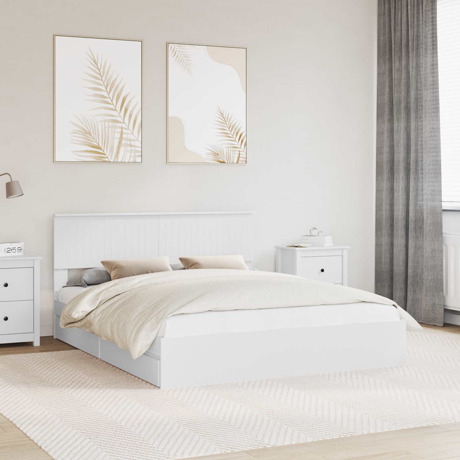 vidaXL Bedframe met lade met hoofdeinde Wit 200 x 200 cm Bewerkt hout
