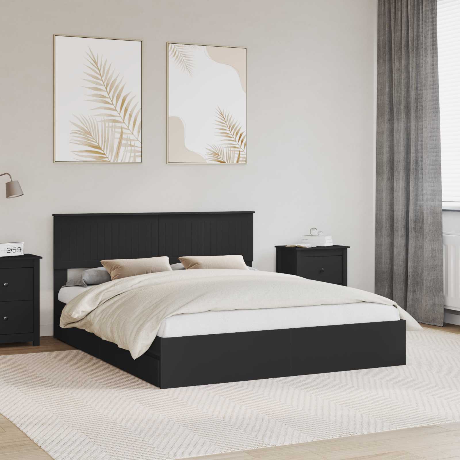 vidaXL Bedframe met lade met hoofdeinde Wit 200 x 200 cm Bewerkt hout