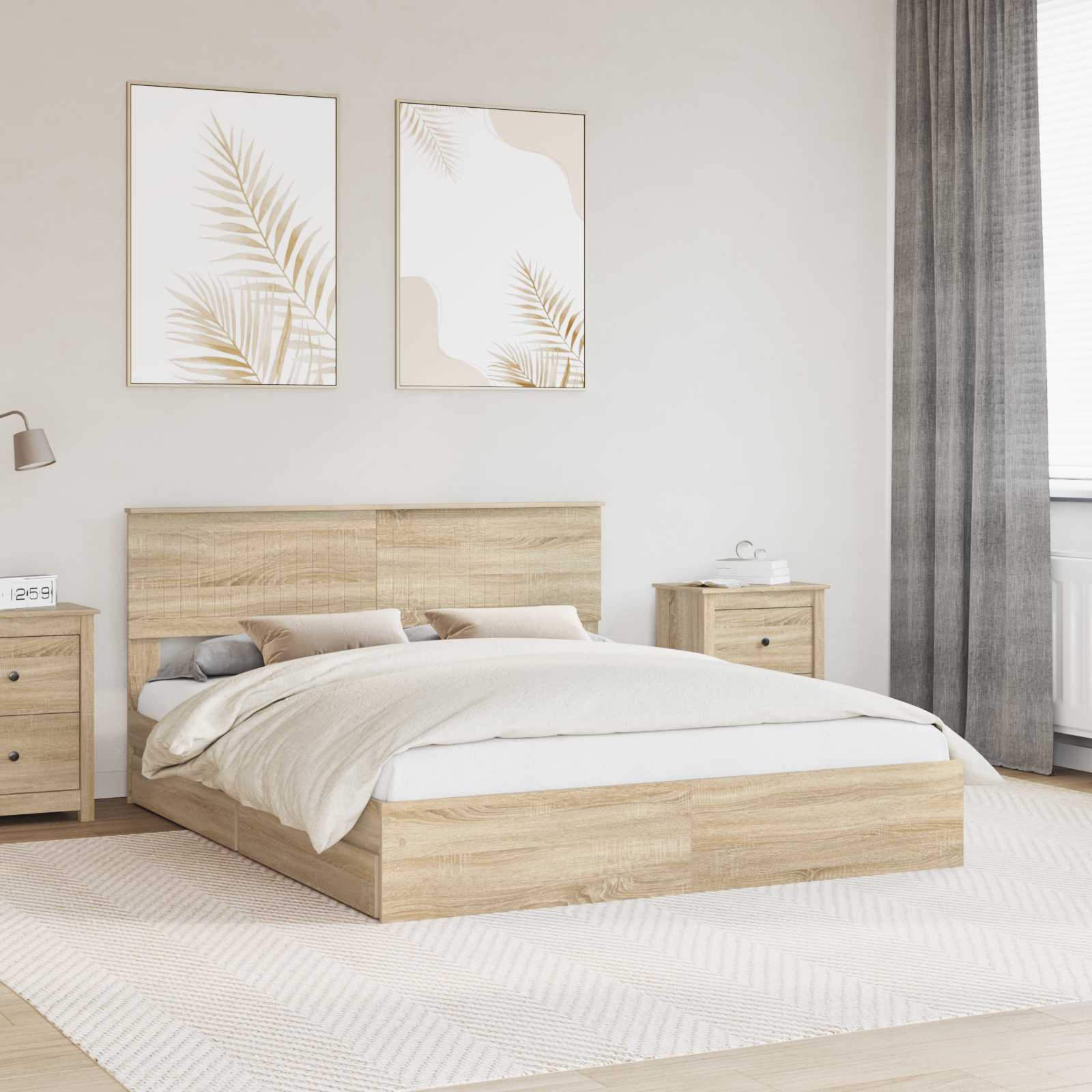 vidaXL Bedframe met lade met hoofdeinde Wit 200 x 200 cm Bewerkt hout