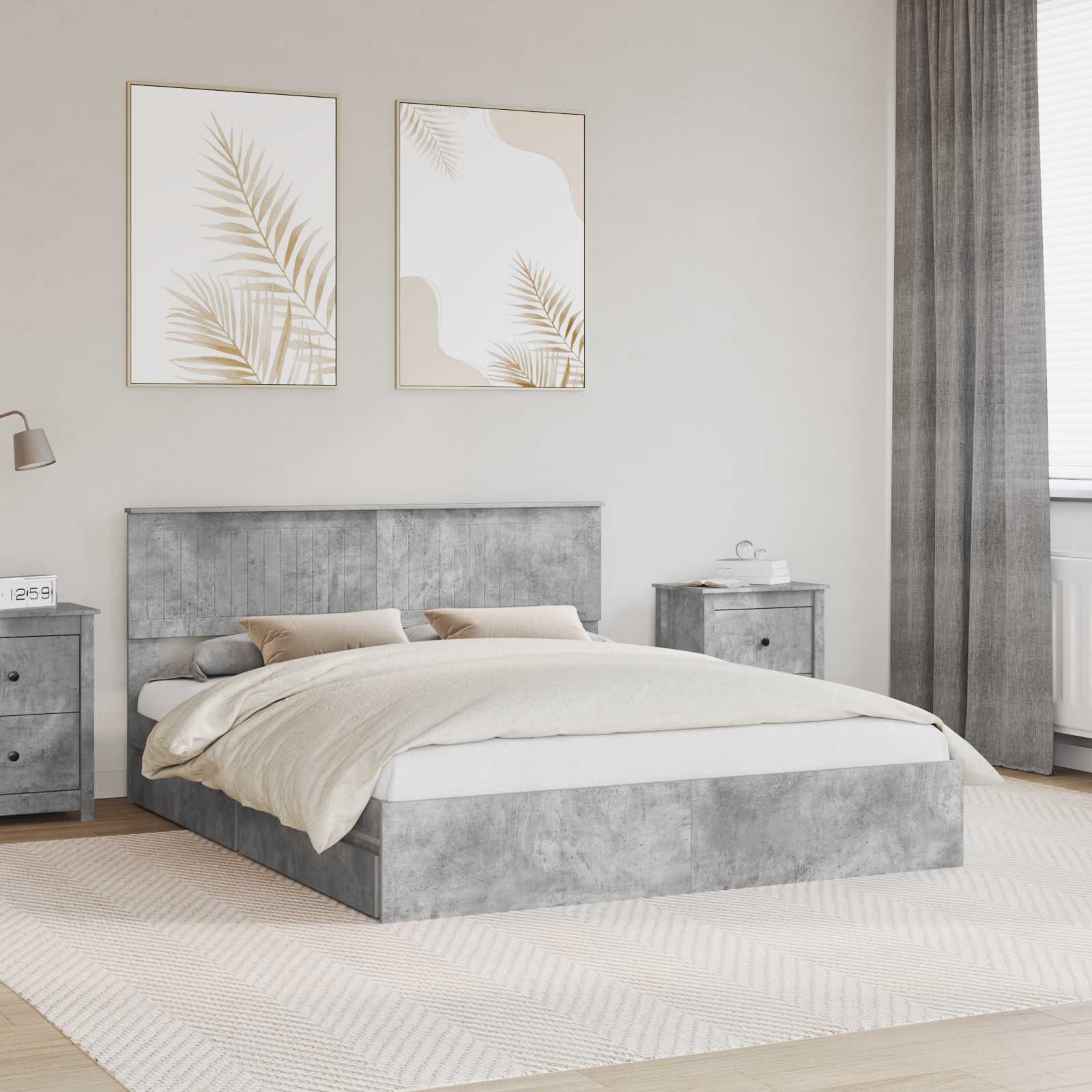 vidaXL Bedframe met lade met hoofdeinde Wit 200 x 200 cm Bewerkt hout