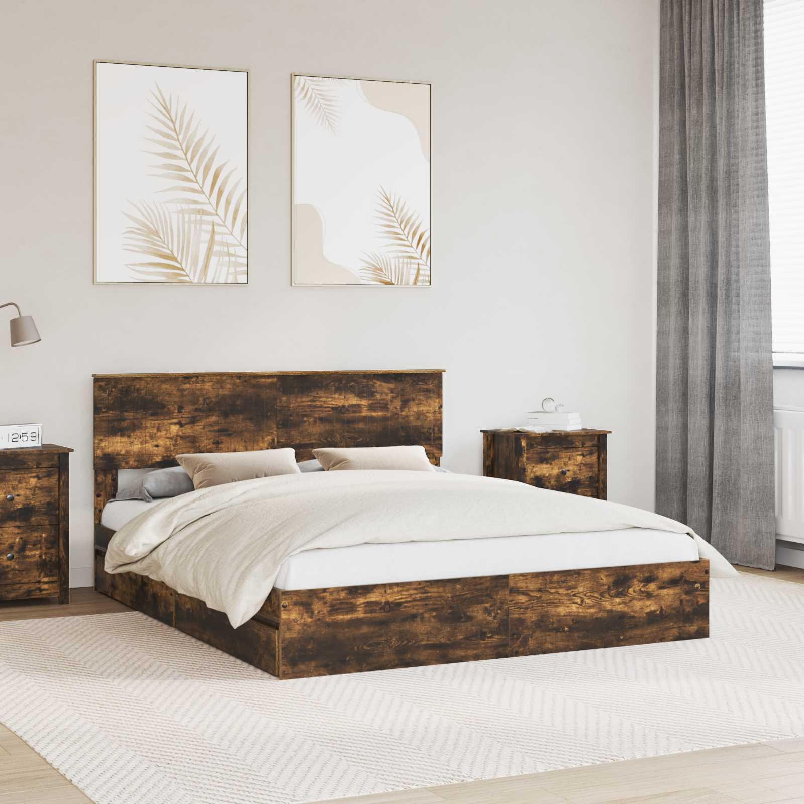 vidaXL Bedframe met lade met hoofdeinde Wit 200 x 200 cm Bewerkt hout