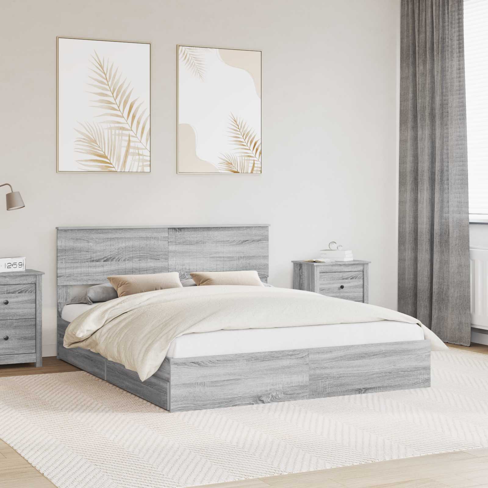 vidaXL Bedframe met lade met hoofdeinde Wit 200 x 200 cm Bewerkt hout