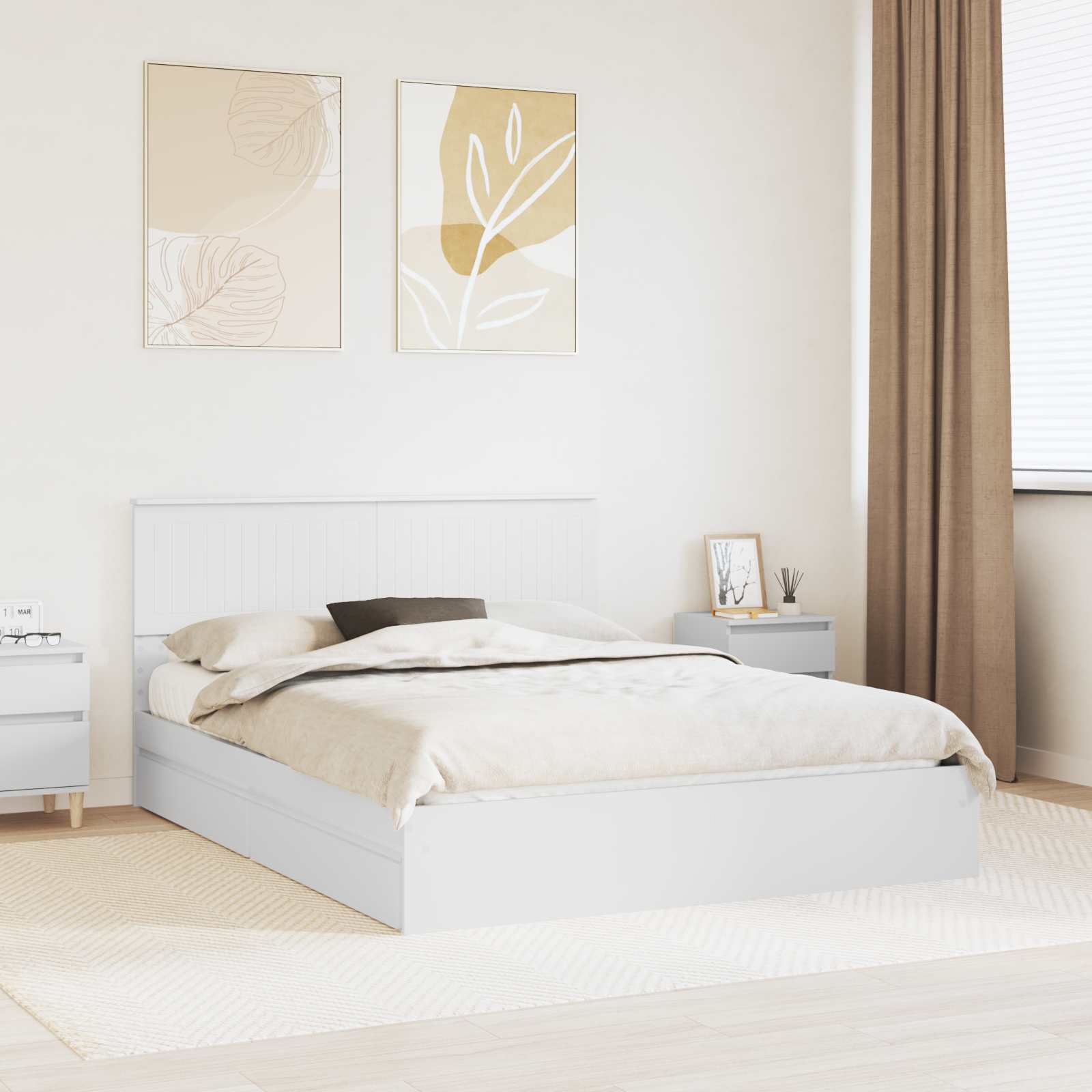 vidaXL Bedframe met lade met hoofdeinde Wit 200 x 200 cm Bewerkt hout
