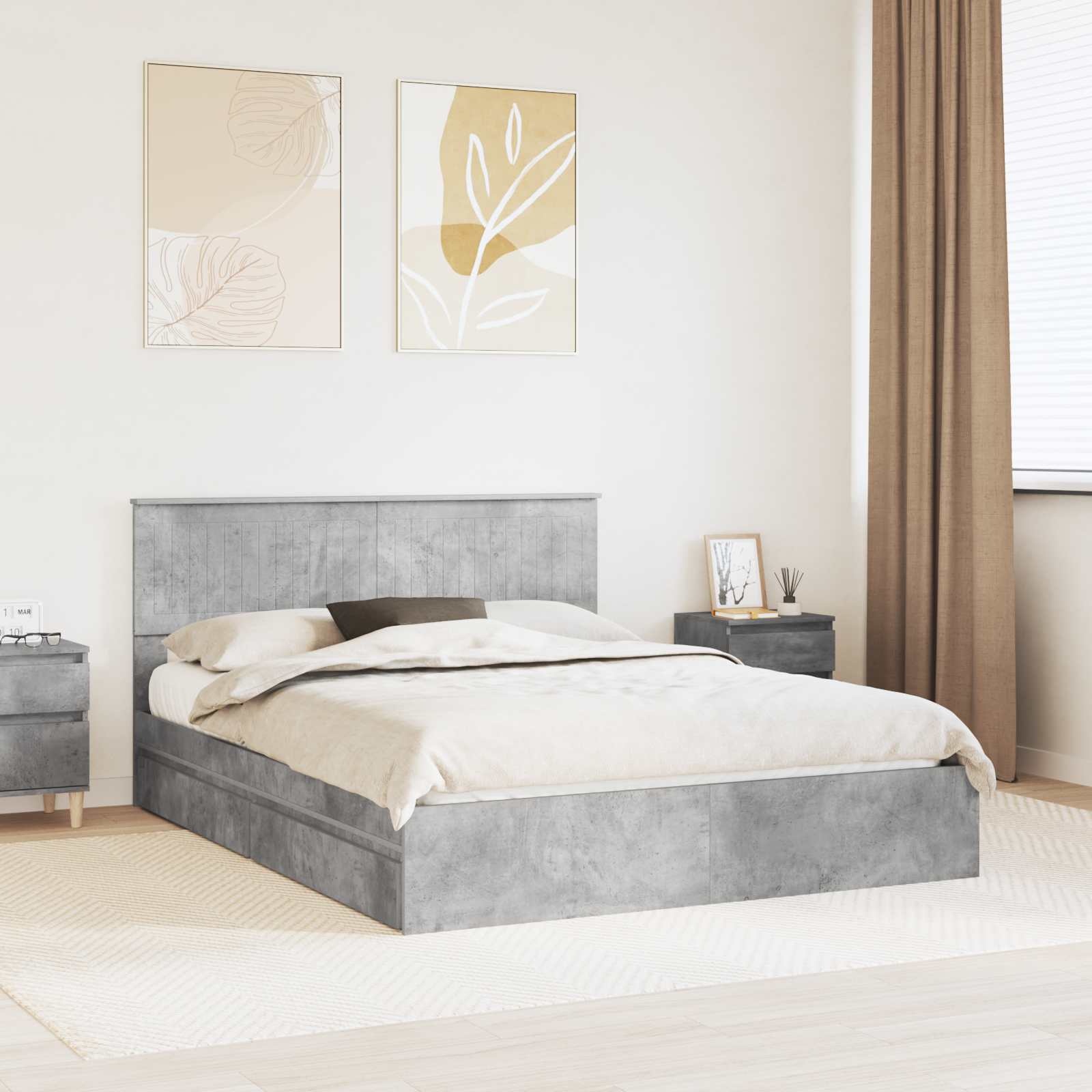 vidaXL Bedframe met lade met hoofdeinde Wit 200 x 200 cm Bewerkt hout