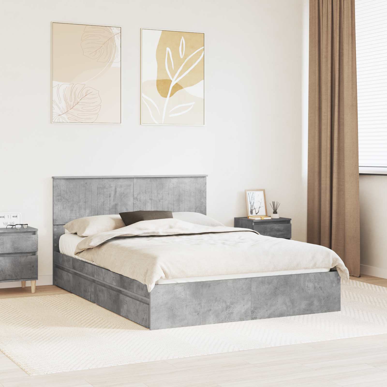 vidaXL Bedframe met lade met hoofdeinde Wit 200 x 200 cm Bewerkt hout