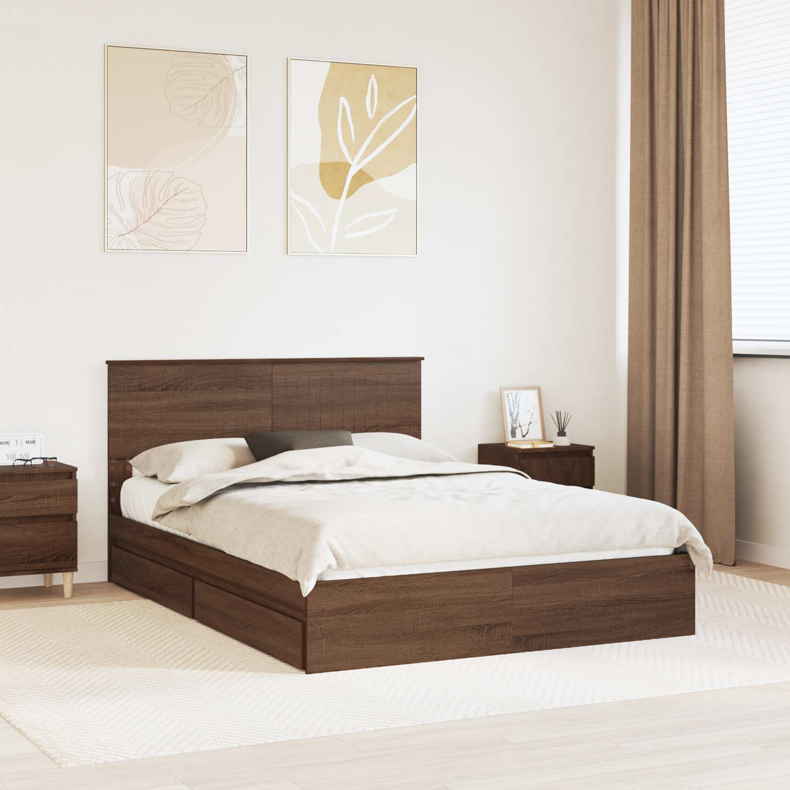 vidaXL Bedframe met lade met hoofdeinde Wit 200 x 200 cm Bewerkt hout