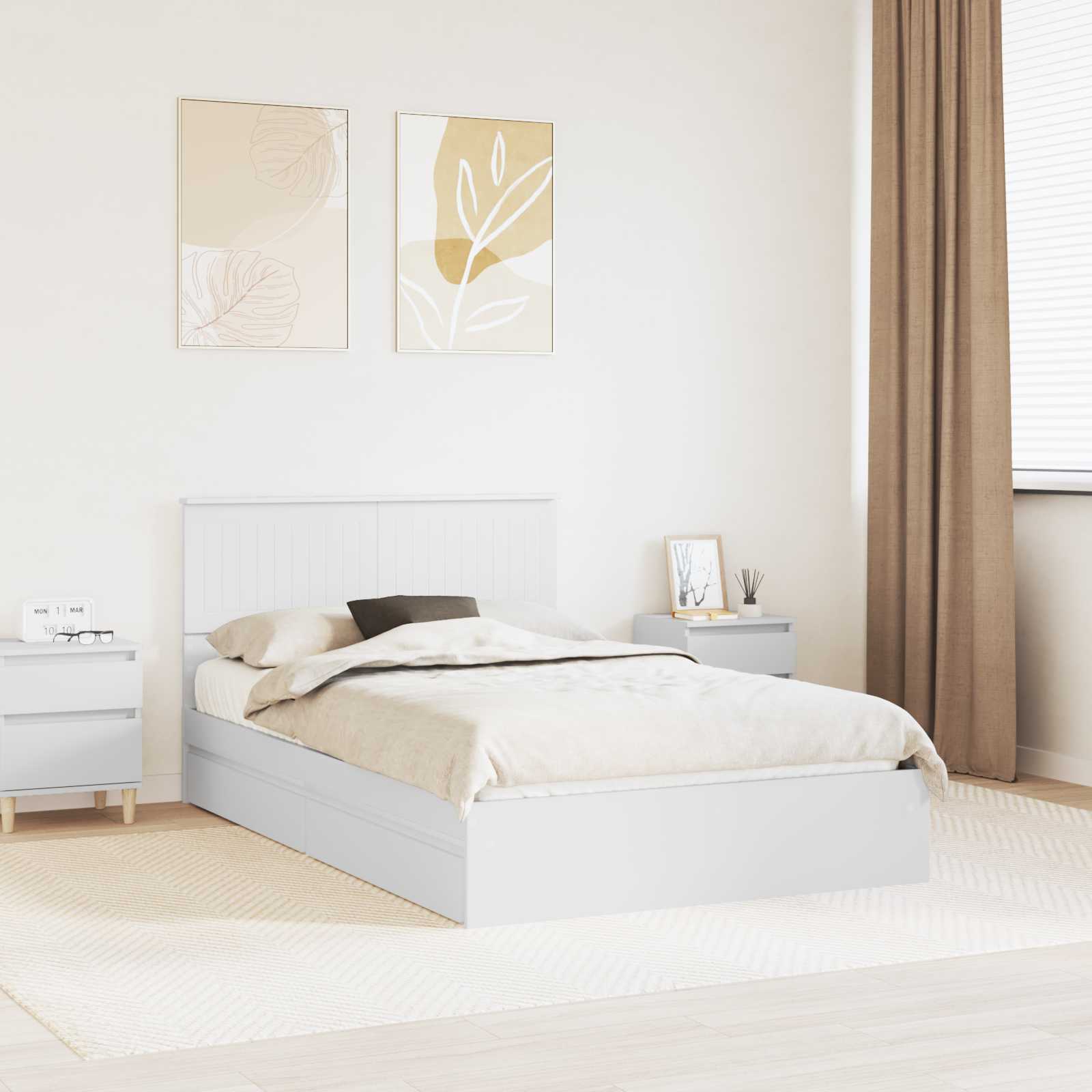vidaXL Bedframe met lade met hoofdeinde Wit 200 x 200 cm Bewerkt hout