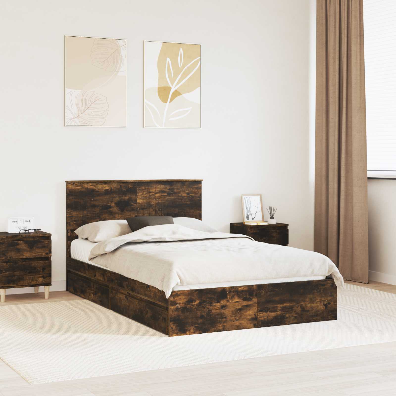 vidaXL Bedframe met lade met hoofdeinde Wit 200 x 200 cm Bewerkt hout