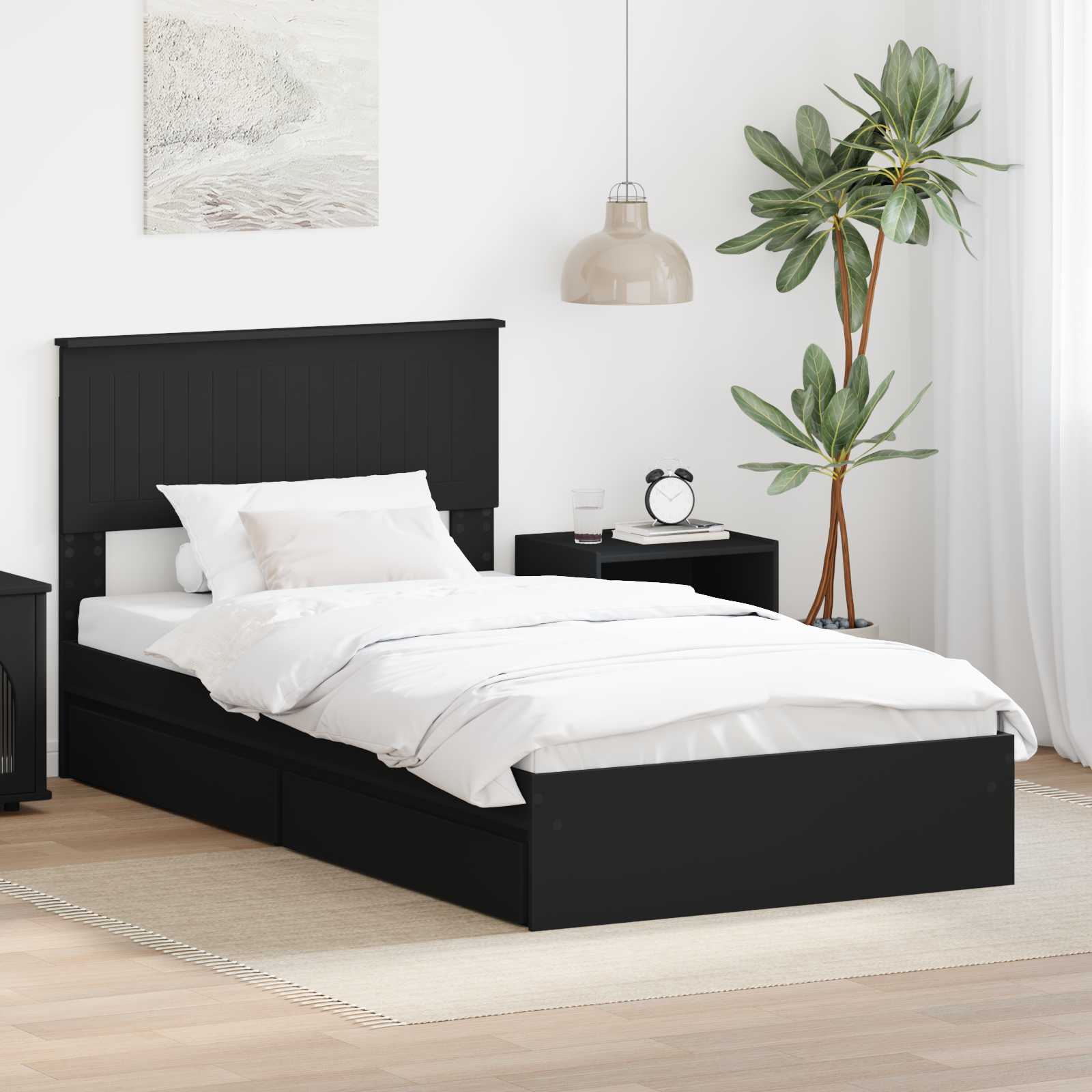 vidaXL Bedframe met lade met hoofdeinde Wit 200 x 200 cm Bewerkt hout