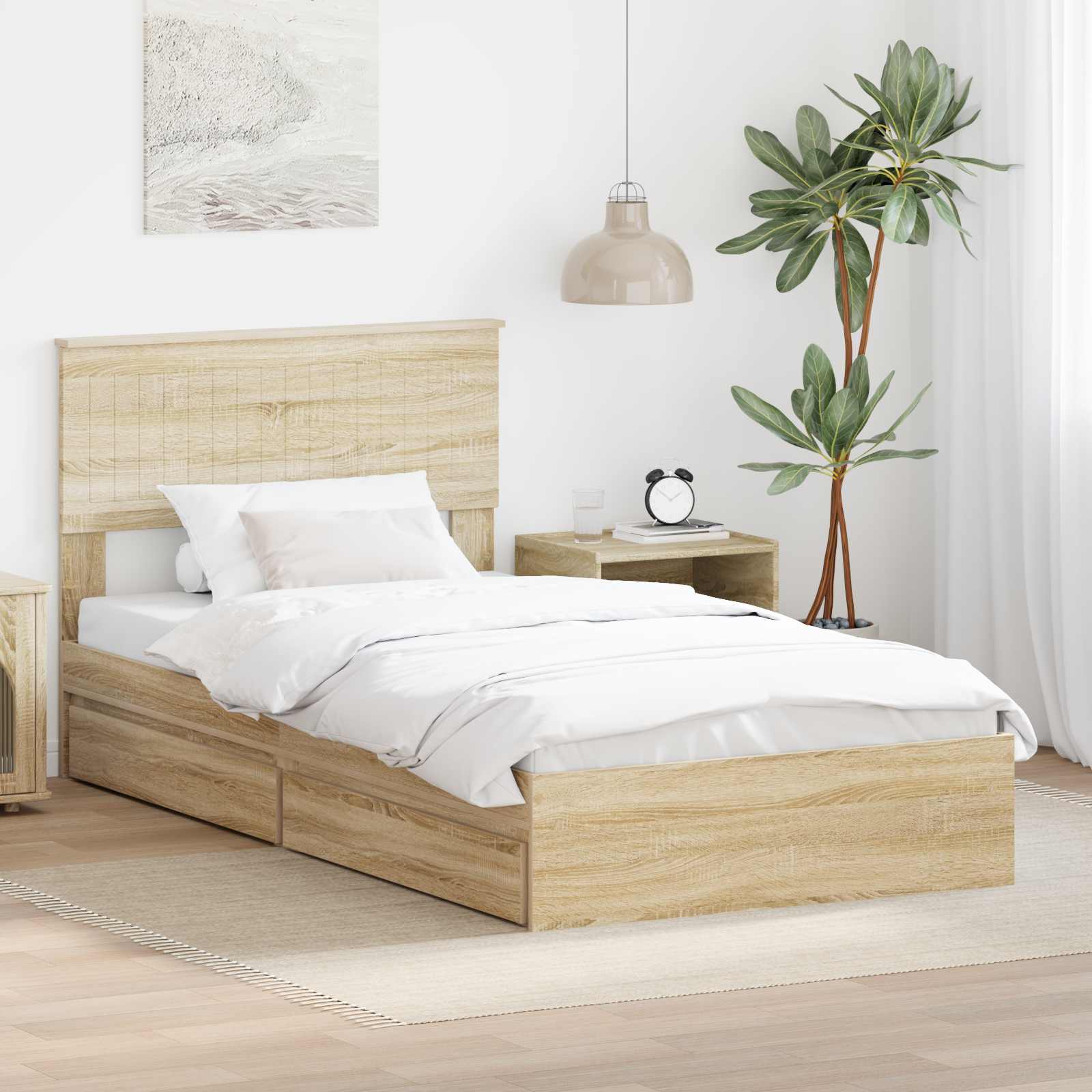 vidaXL Bedframe met lade met hoofdeinde Wit 200 x 200 cm Bewerkt hout