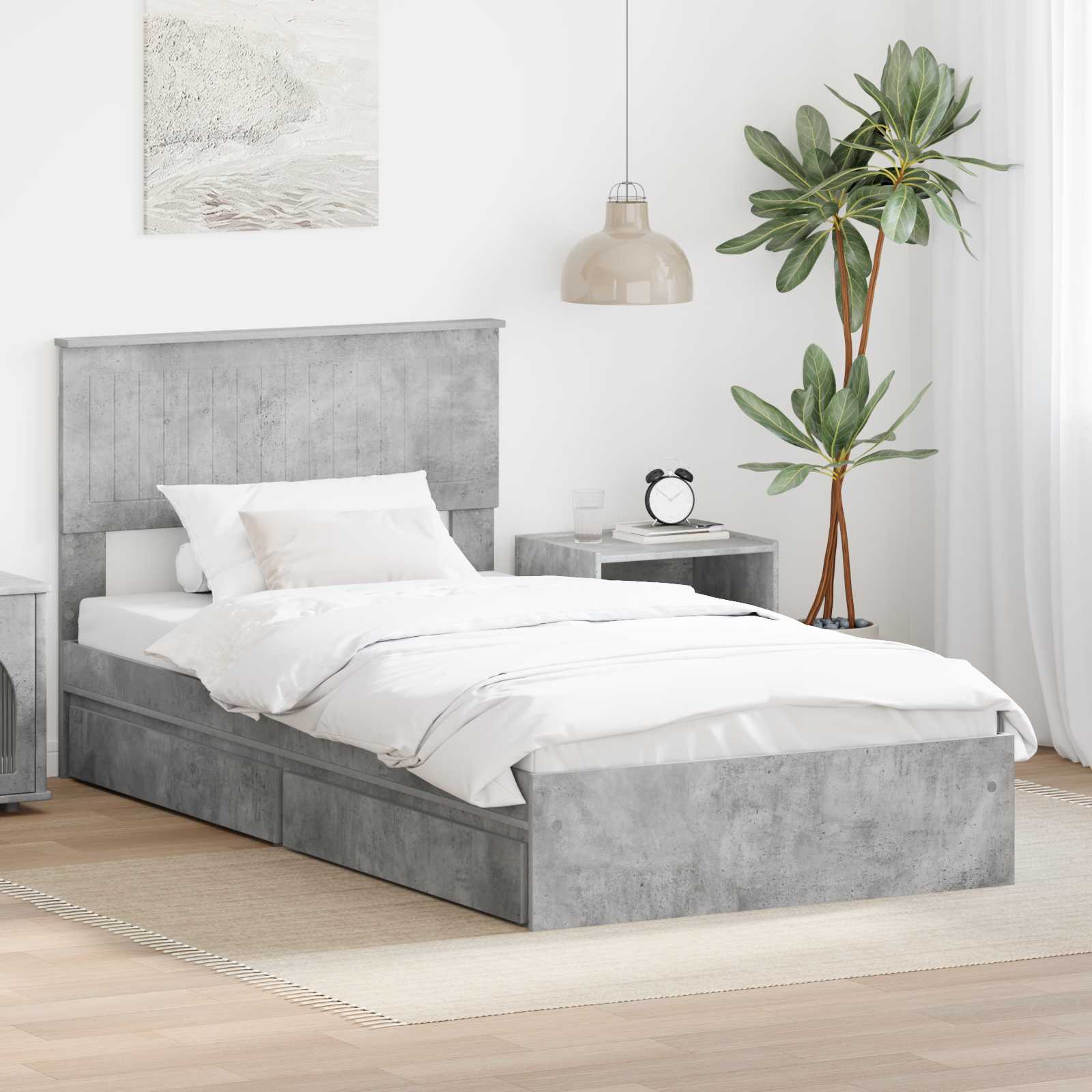 vidaXL Bedframe met lade met hoofdeinde Wit 200 x 200 cm Bewerkt hout