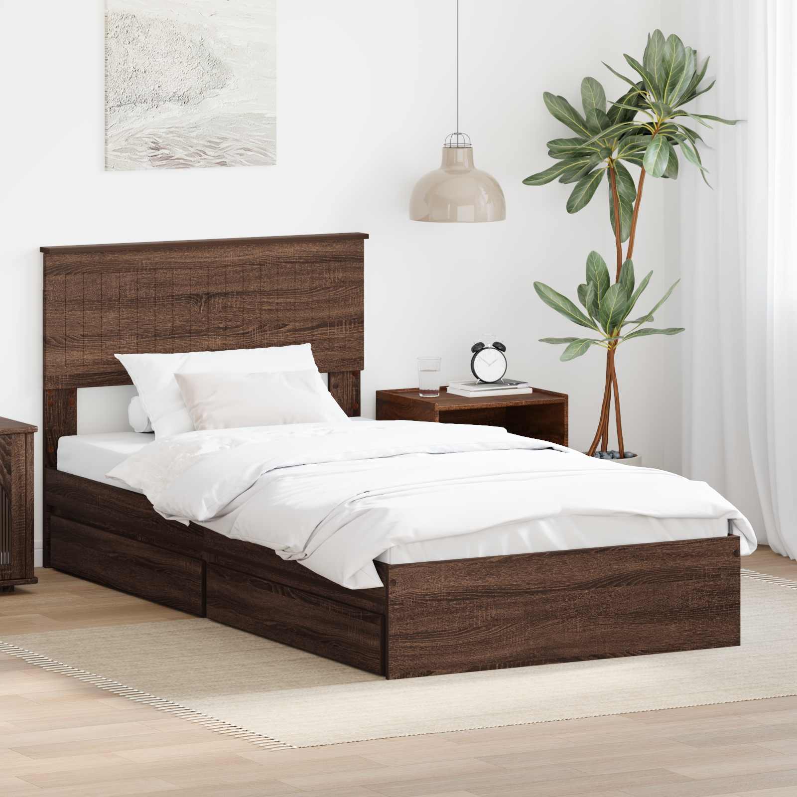 vidaXL Bedframe met lade met hoofdeinde Wit 200 x 200 cm Bewerkt hout
