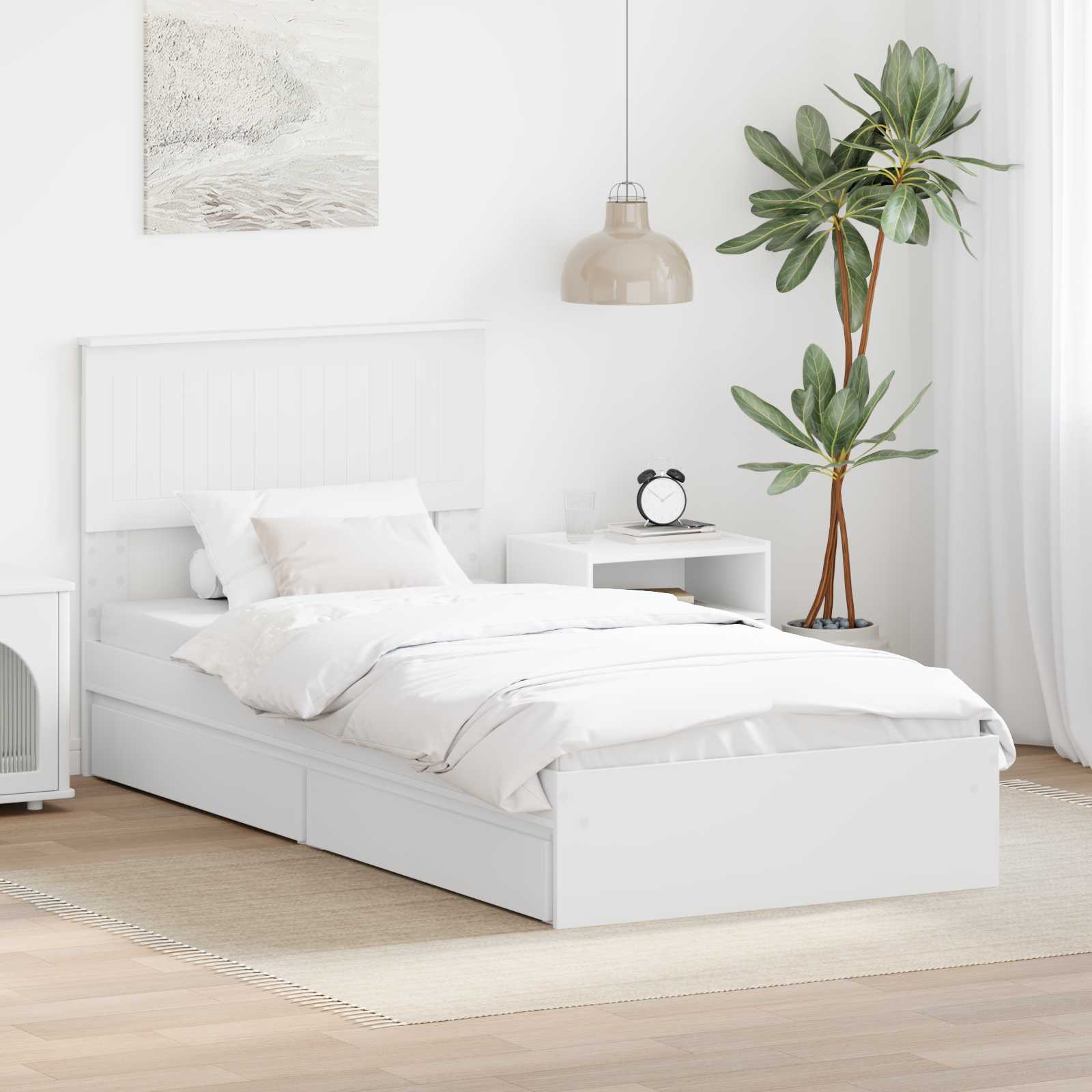vidaXL Bedframe met lade met hoofdeinde Wit 200 x 200 cm Bewerkt hout