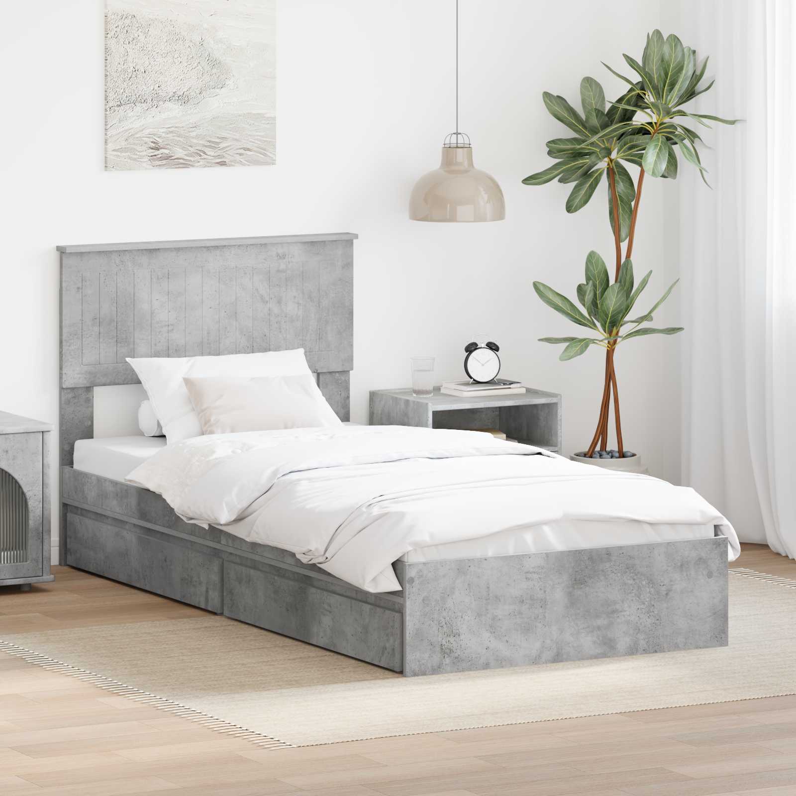vidaXL Bedframe met lade met hoofdeinde Wit 200 x 200 cm Bewerkt hout