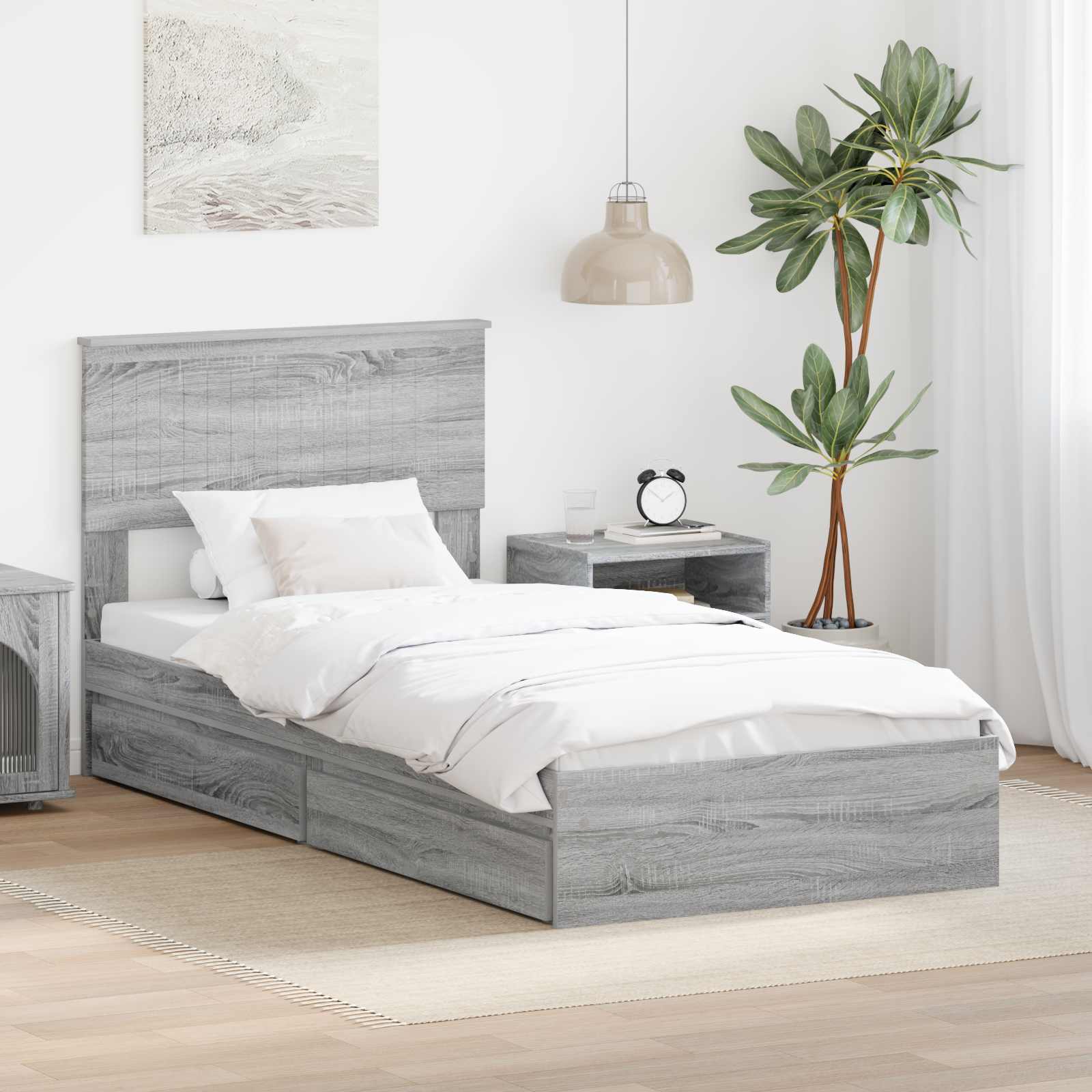 vidaXL Bedframe met lade met hoofdeinde Wit 200 x 200 cm Bewerkt hout