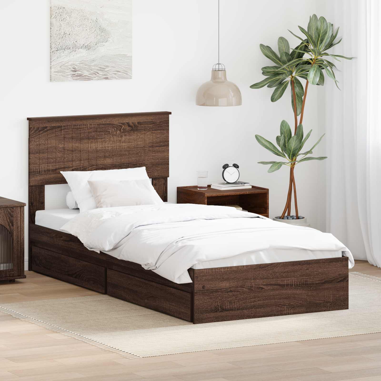 vidaXL Bedframe met lade met hoofdeinde Wit 200 x 200 cm Bewerkt hout