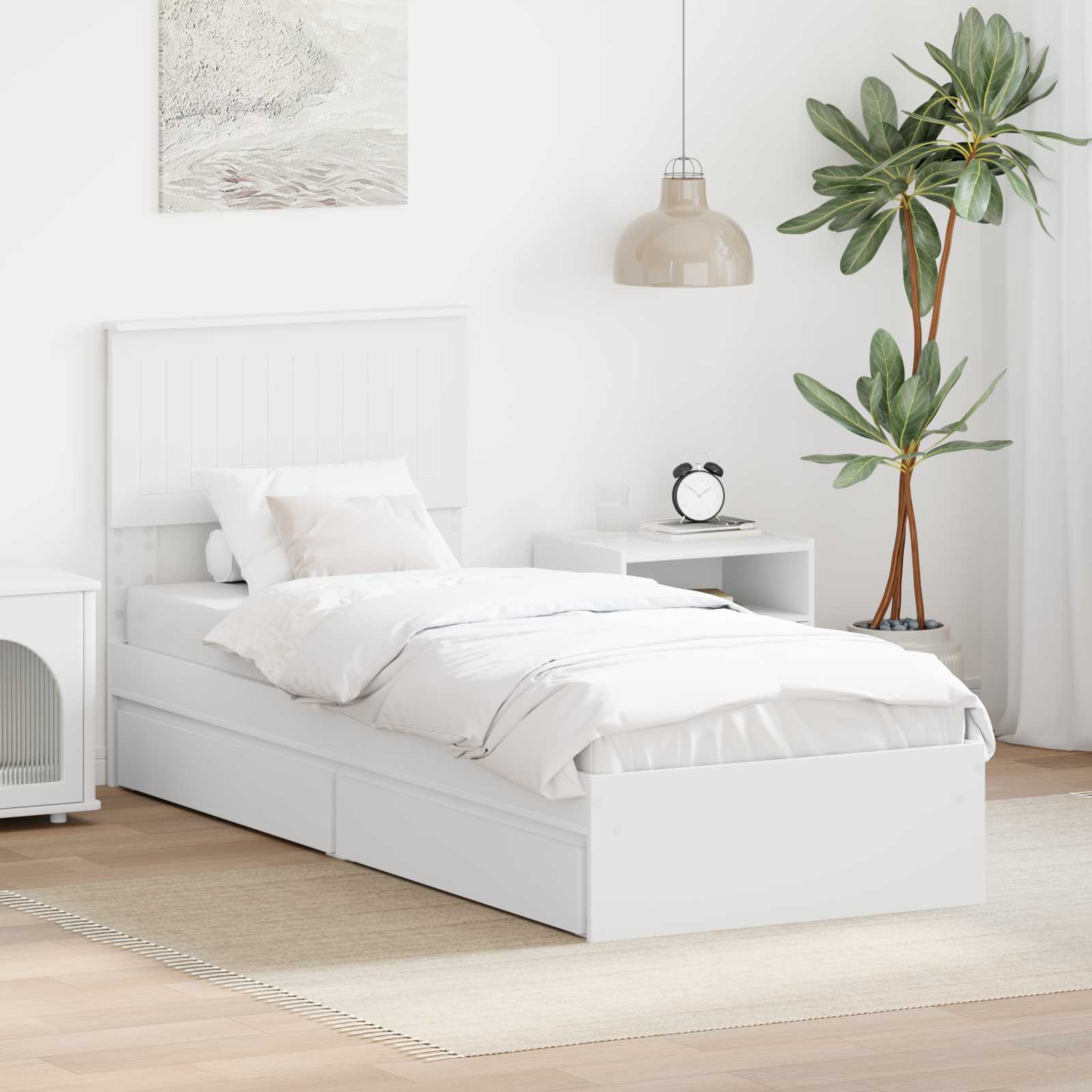 vidaXL Bedframe met lade met hoofdeinde Wit 200 x 200 cm Bewerkt hout