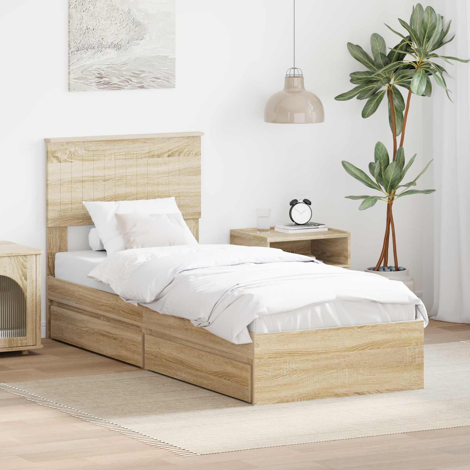 vidaXL Bedframe met lade met hoofdeinde Wit 200 x 200 cm Bewerkt hout