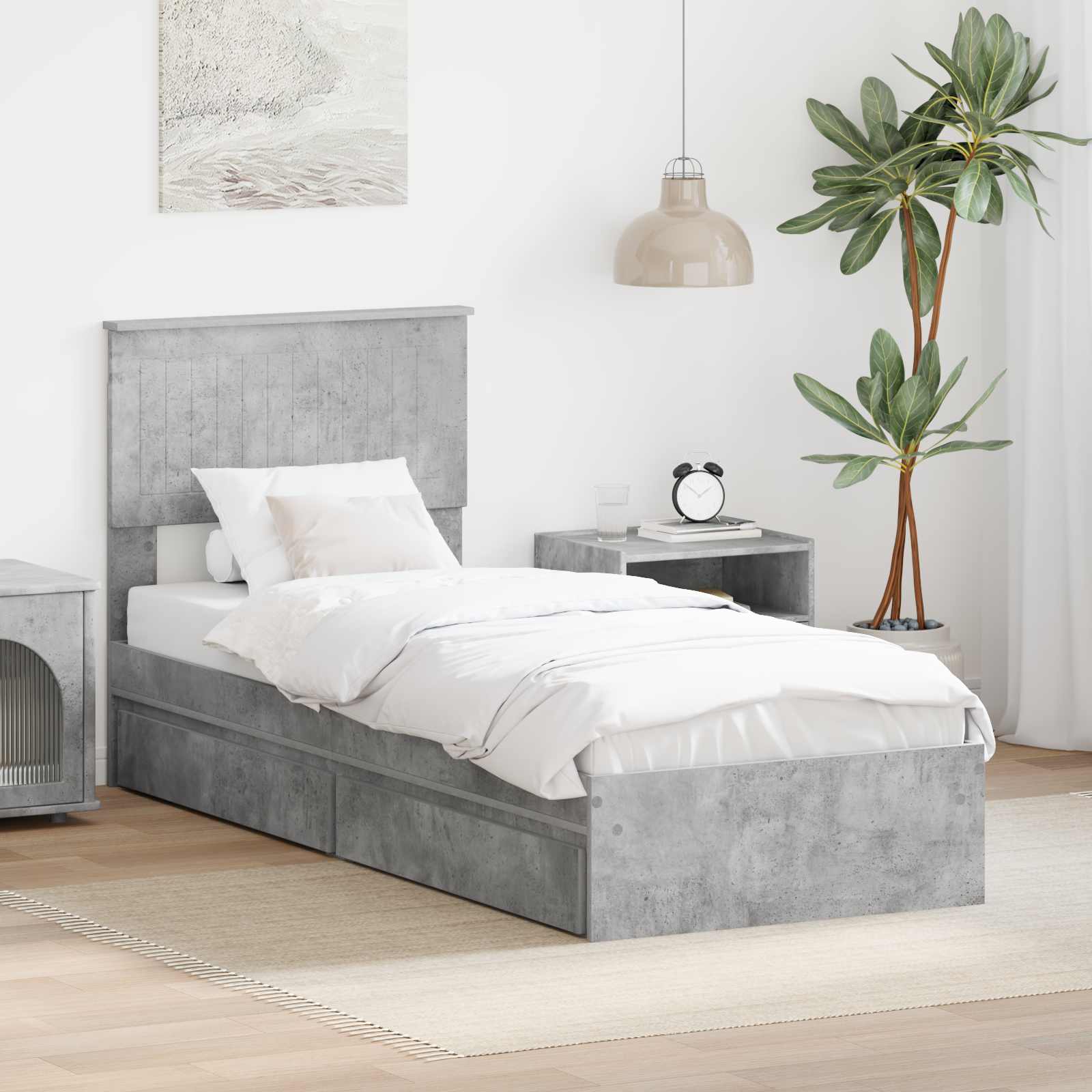 vidaXL Bedframe met lade met hoofdeinde Wit 200 x 200 cm Bewerkt hout