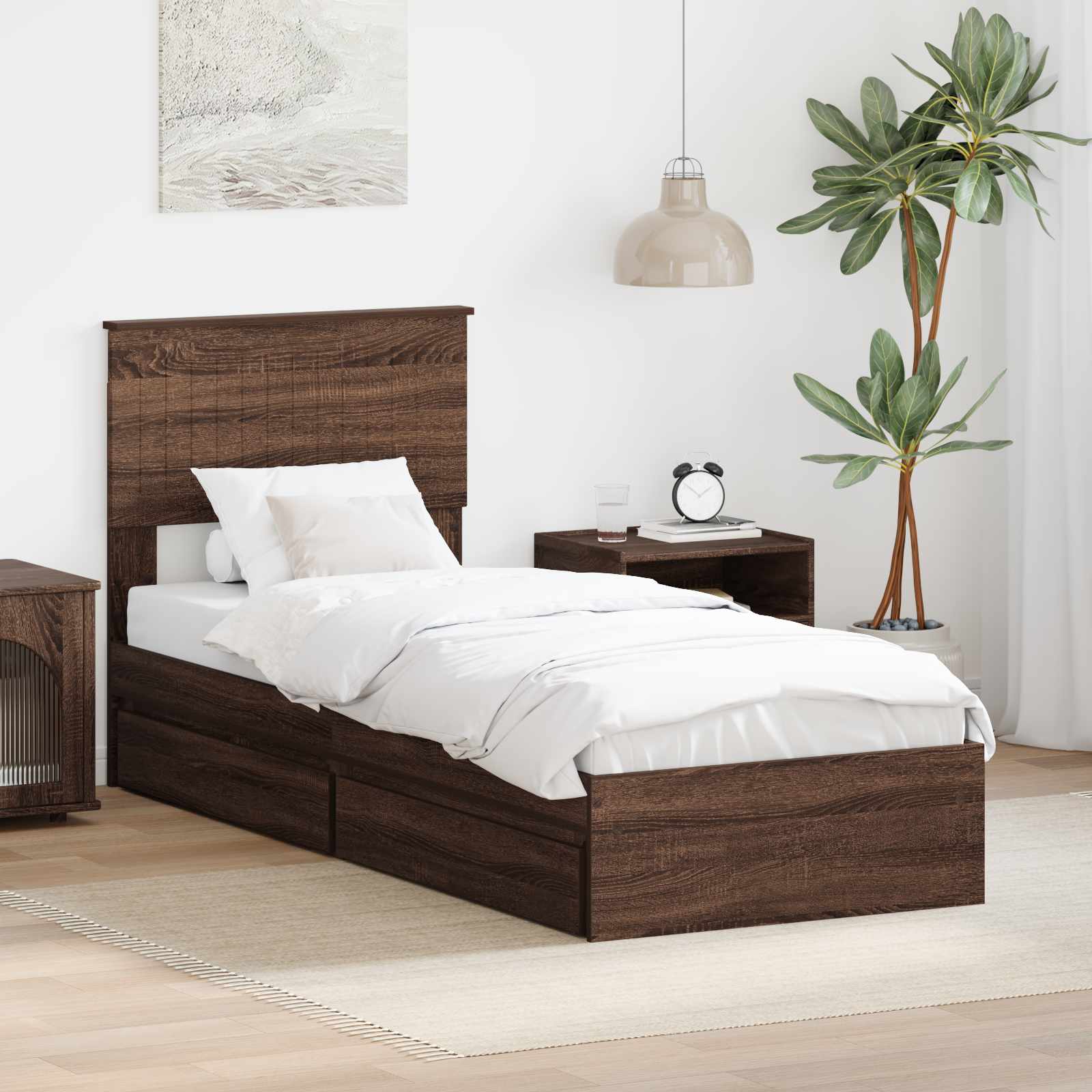 vidaXL Bedframe met lade met hoofdeinde Wit 200 x 200 cm Bewerkt hout
