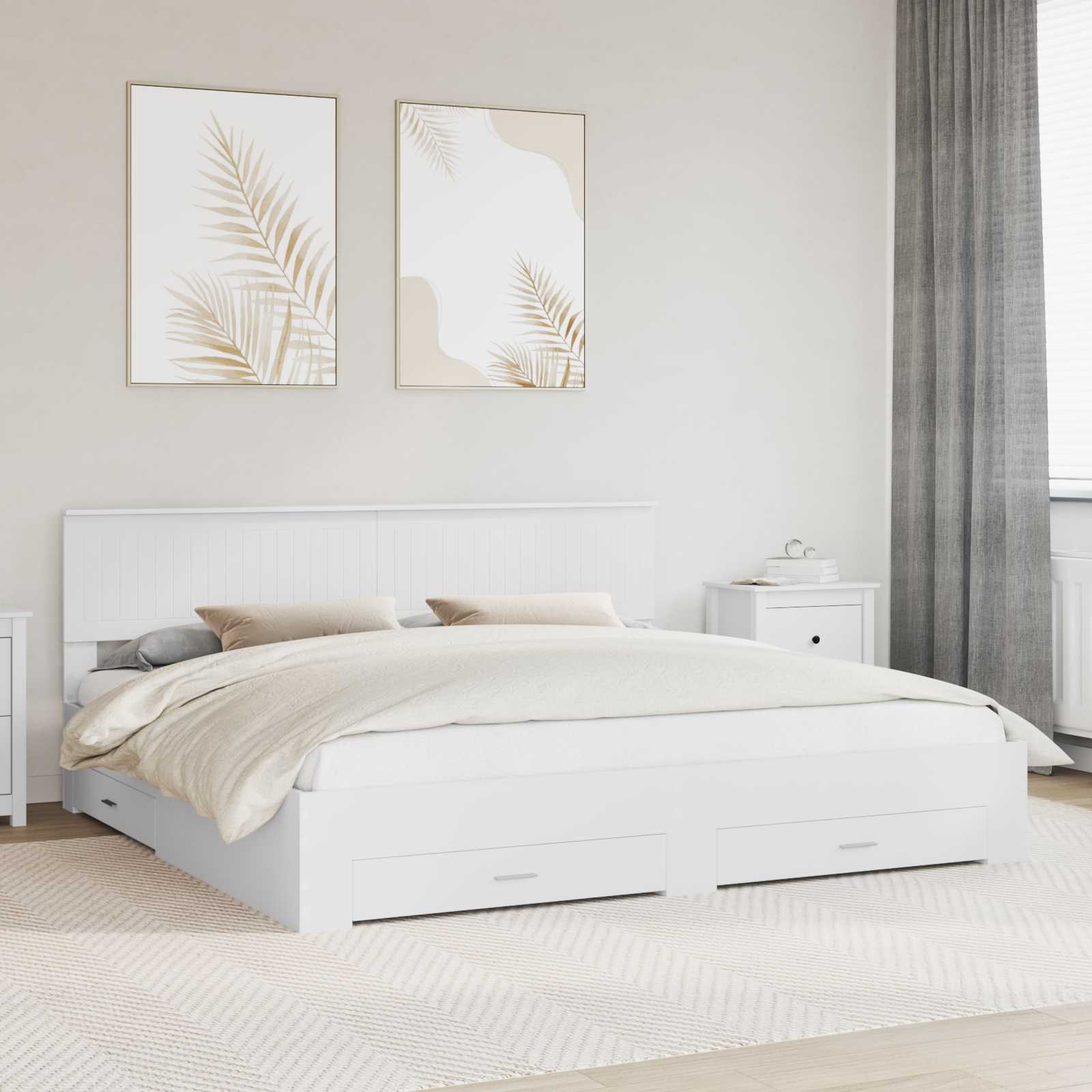 vidaXL Bedframe met lade Zwart en Zilver 150 x 200 cm Bewerkt hout
