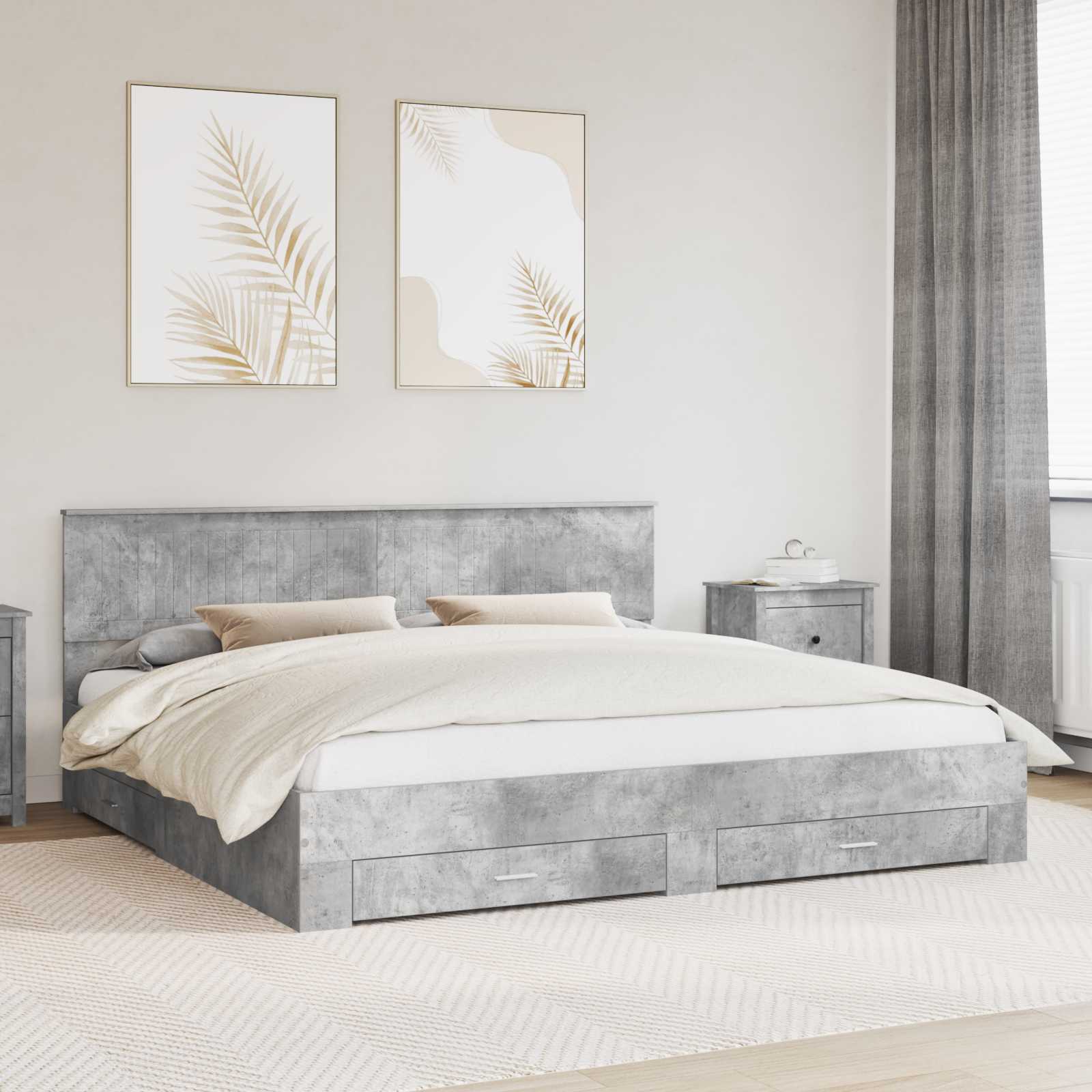 vidaXL Bedframe met lade Zwart en Zilver 150 x 200 cm Bewerkt hout