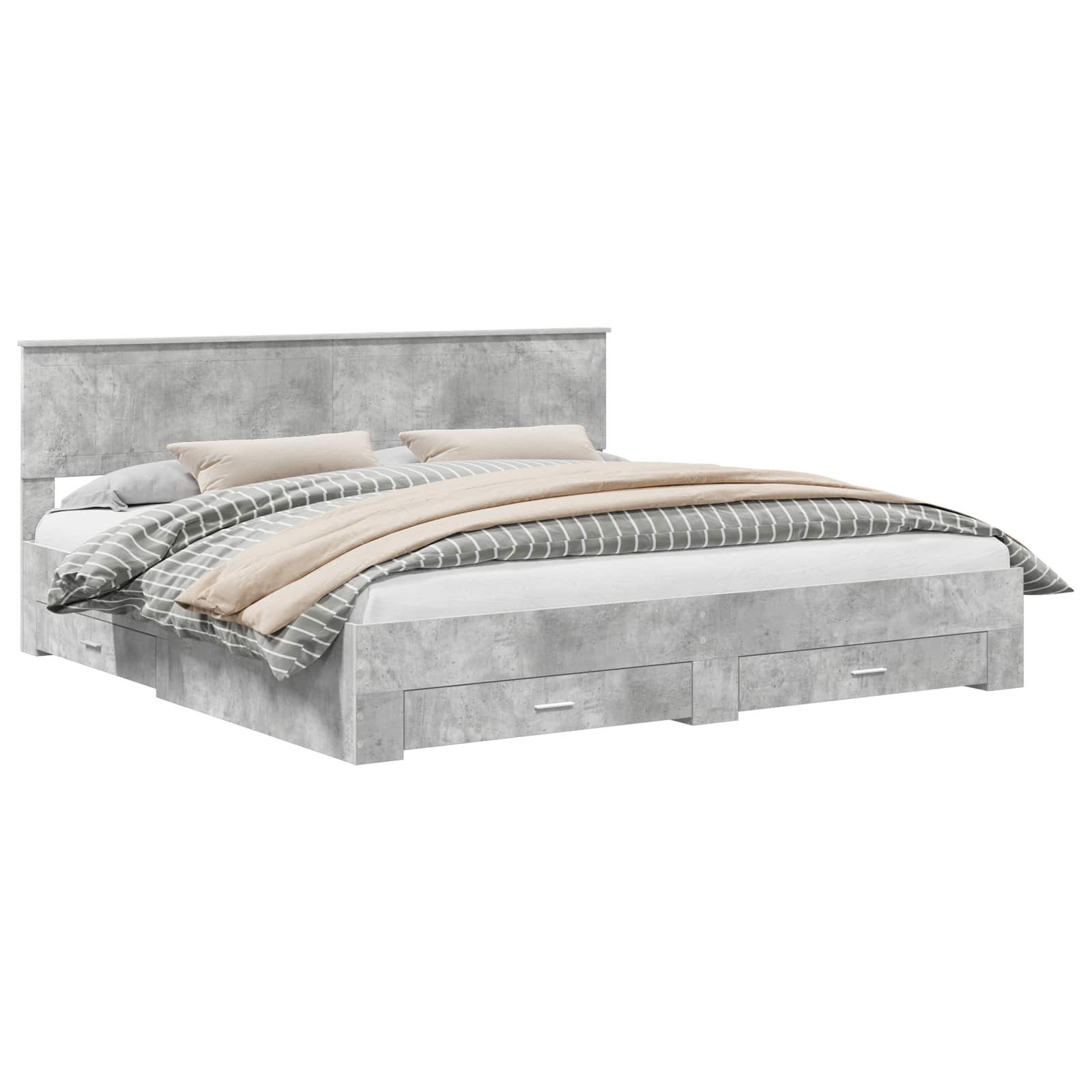 vidaXL Bedframe met lade Zwart en Zilver 150 x 200 cm Bewerkt hout