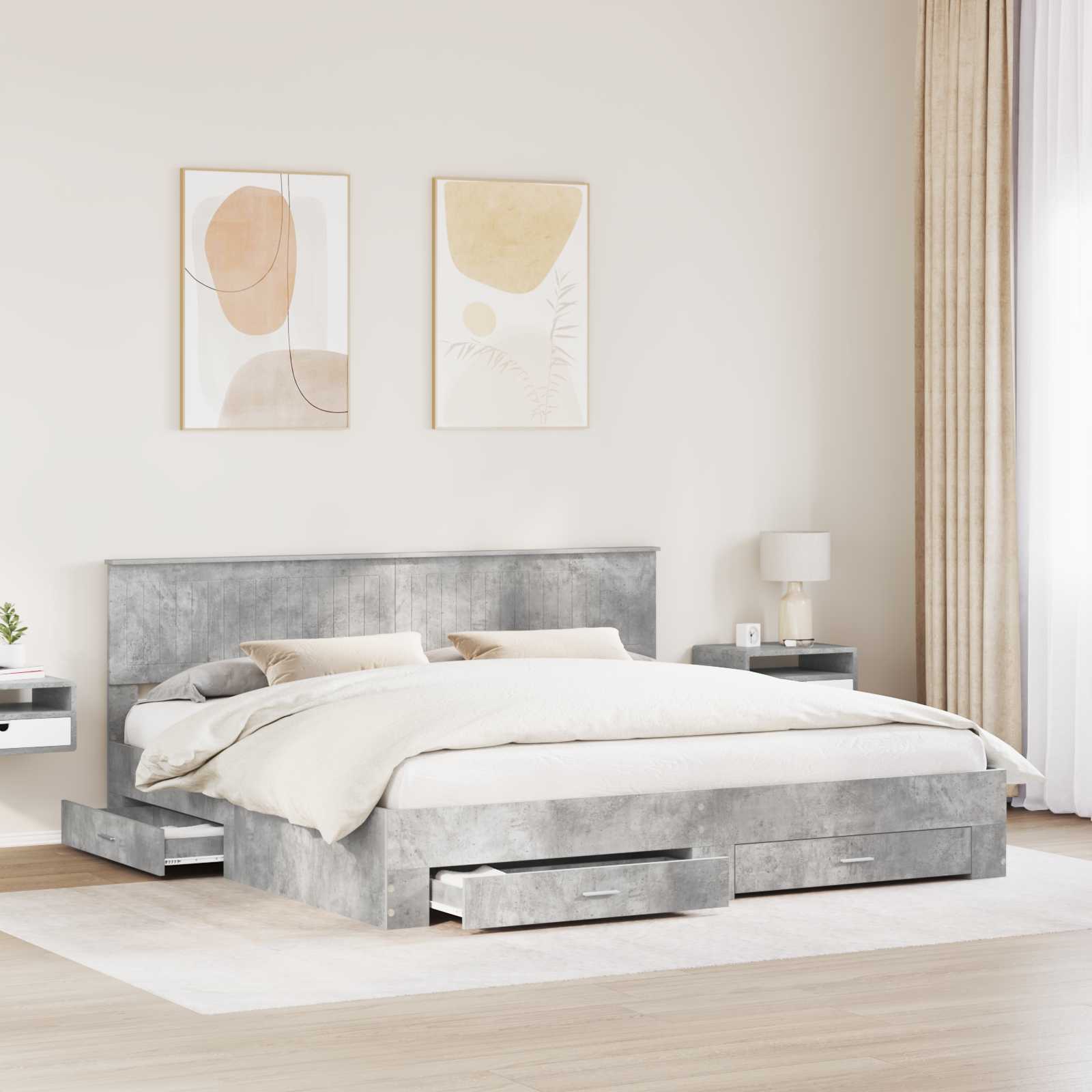 vidaXL Bedframe met lade Zwart en Zilver 150 x 200 cm Bewerkt hout