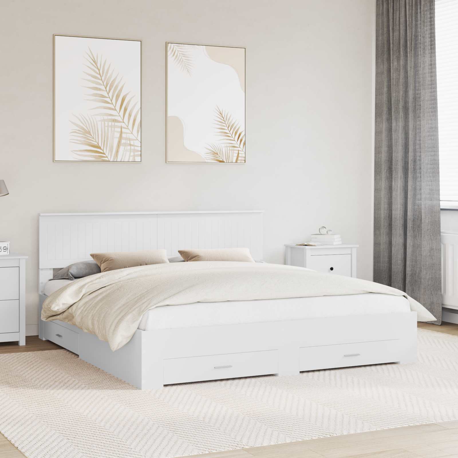 vidaXL Bedframe met lade Zwart en Zilver 150 x 200 cm Bewerkt hout
