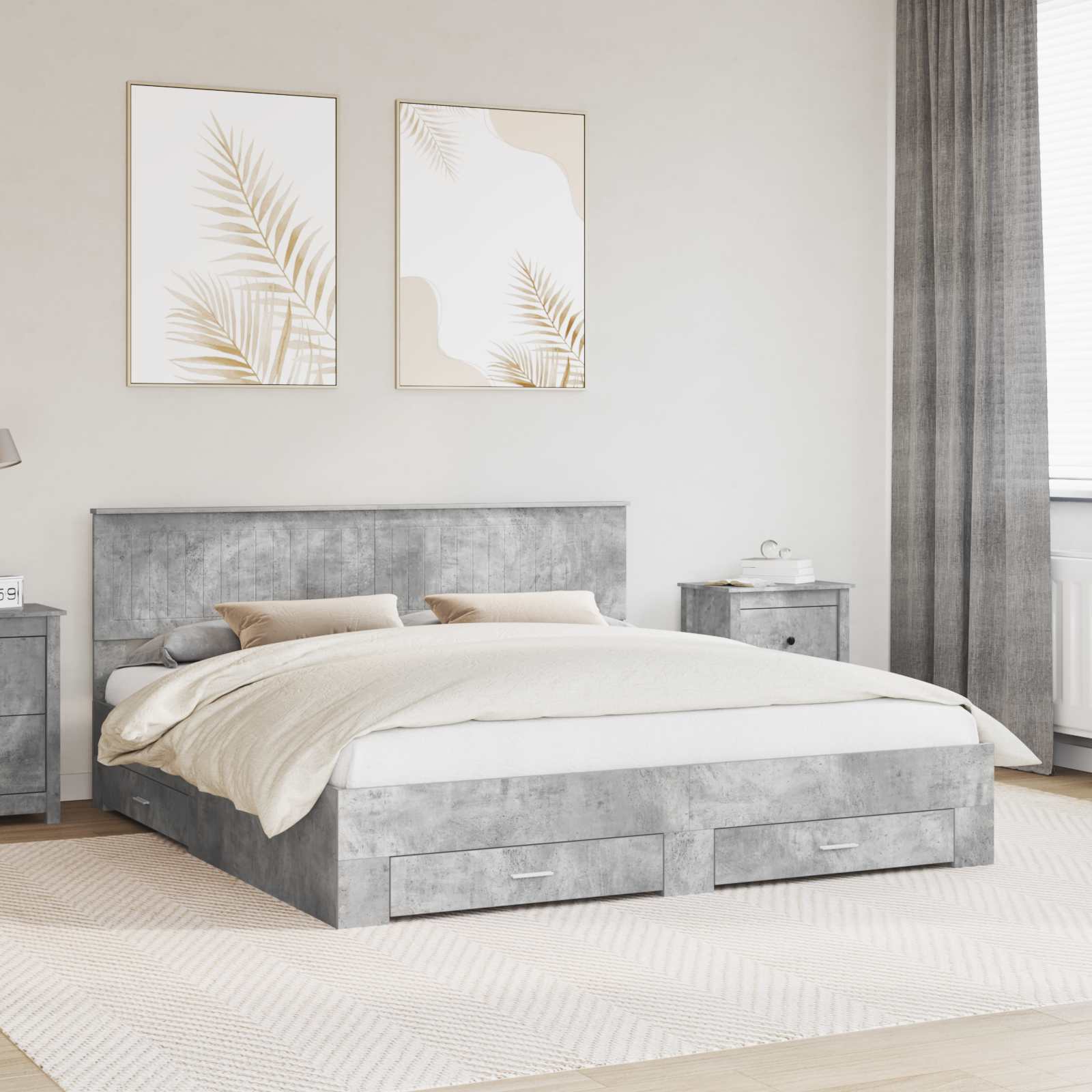 vidaXL Bedframe met lade Zwart en Zilver 150 x 200 cm Bewerkt hout