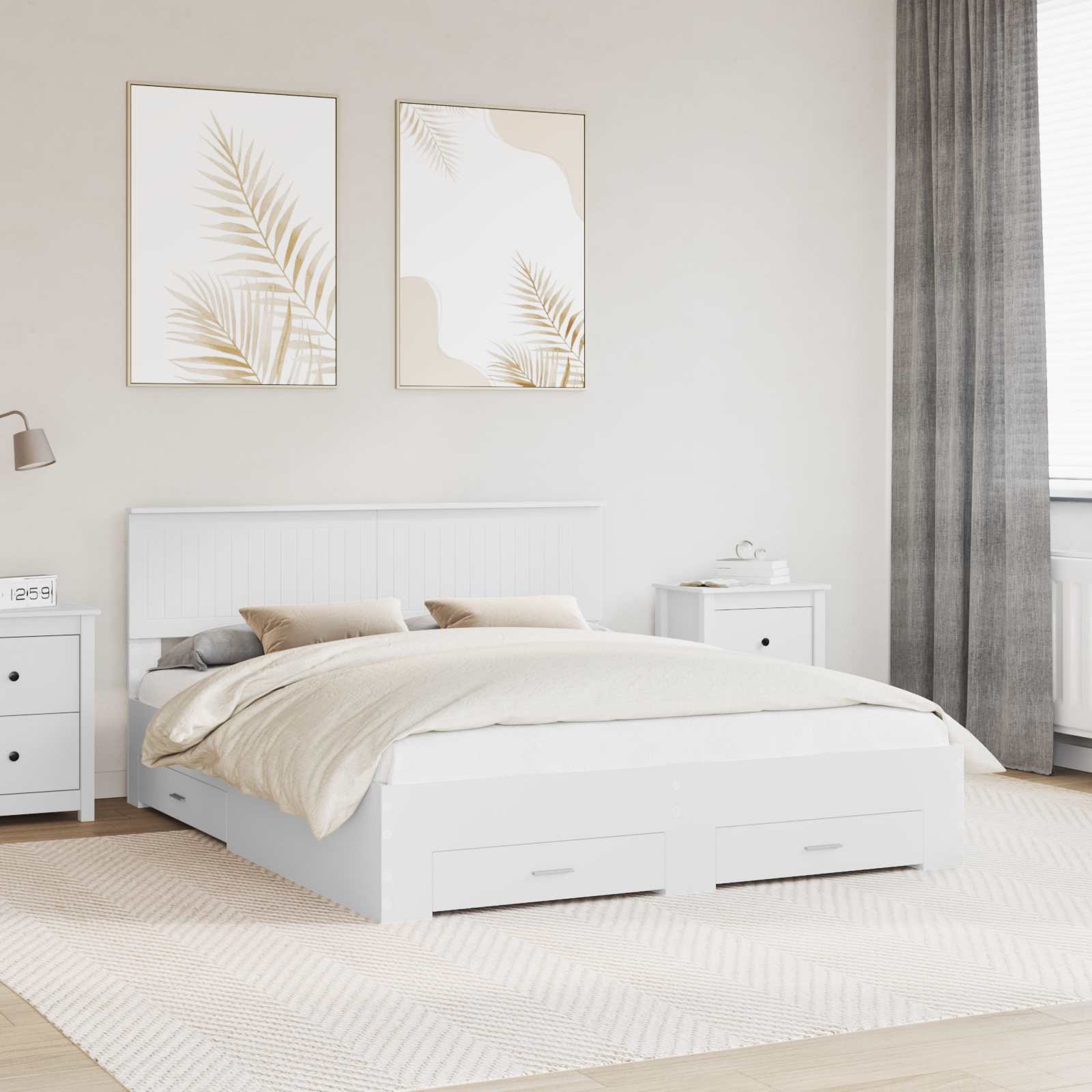 vidaXL Bedframe met lade Zwart en Zilver 150 x 200 cm Bewerkt hout