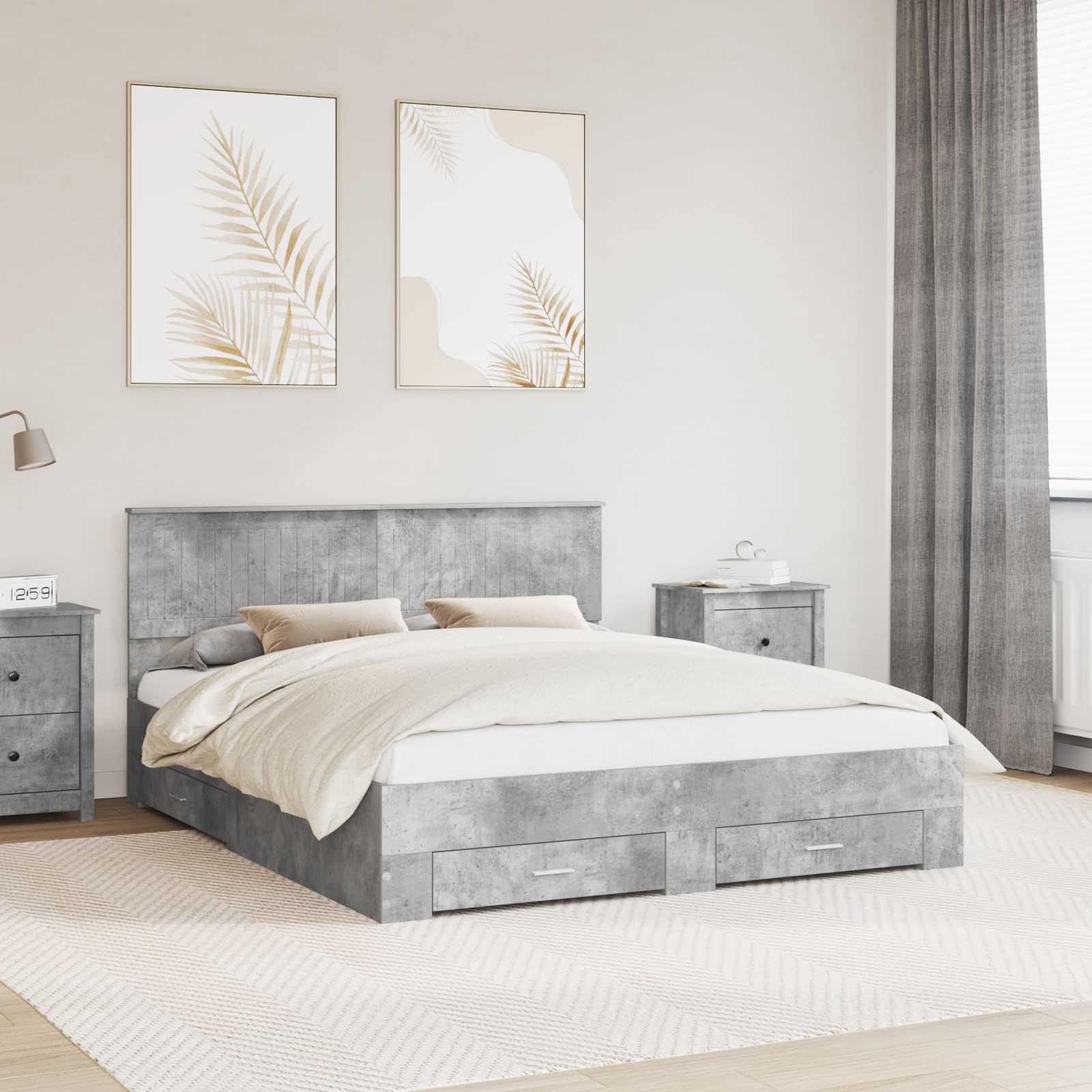 vidaXL Bedframe met lade Zwart en Zilver 150 x 200 cm Bewerkt hout