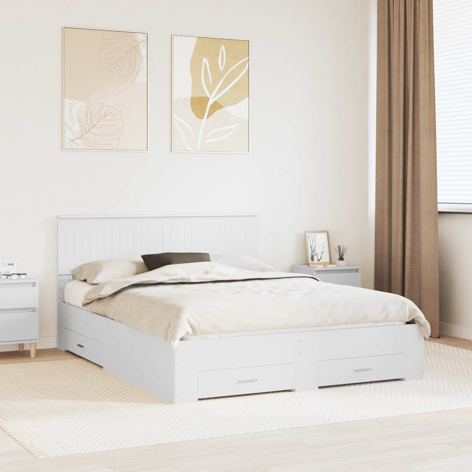 vidaXL Bedframe met lade Zwart en Zilver 150 x 200 cm Bewerkt hout