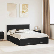 vidaXL Bedframe met lade Zwart en Zilver 150 x 200 cm Bewerkt hout