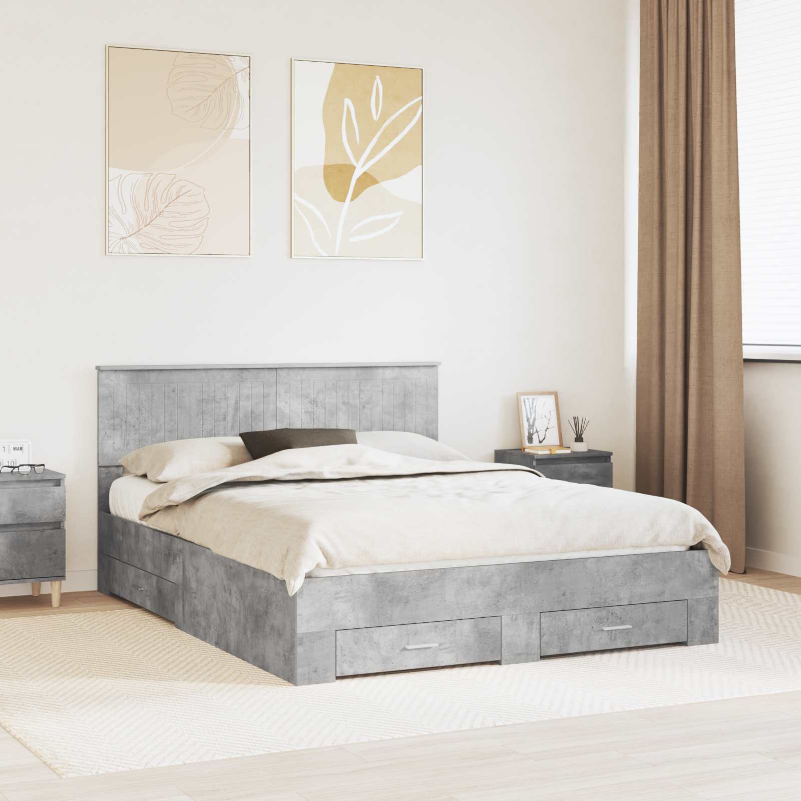 vidaXL Bedframe met lade Zwart en Zilver 150 x 200 cm Bewerkt hout