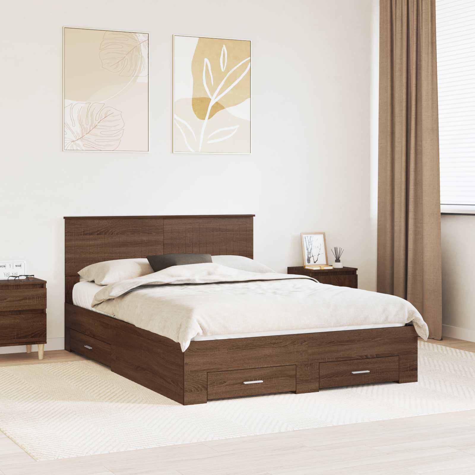 vidaXL Bedframe met lade Zwart en Zilver 150 x 200 cm Bewerkt hout